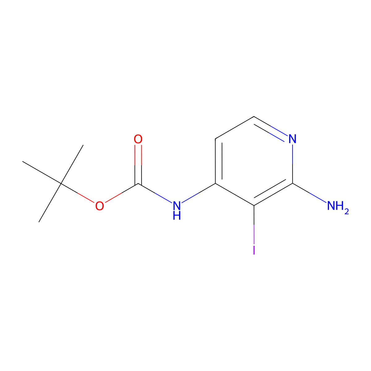 tert-butyl N-(2-amino-3-iodopyridin-4-yl)carbamate molecular structure, CAS 2402830-69-5