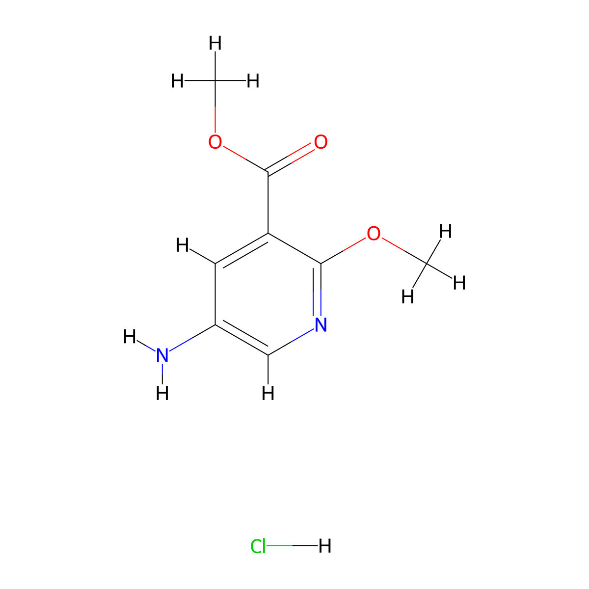 Methyl 5-amino-2-methoxypyridine-3-carboxylate hydrochloride molecular structure, CAS 2402830-70-8