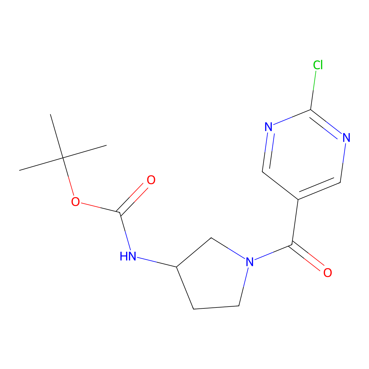 Tert-butyl N-[1-(2-chloropyrimidine-5-carbonyl)pyrrolidin-3-yl]carbamate molecular structure, CAS 2402830-72-0