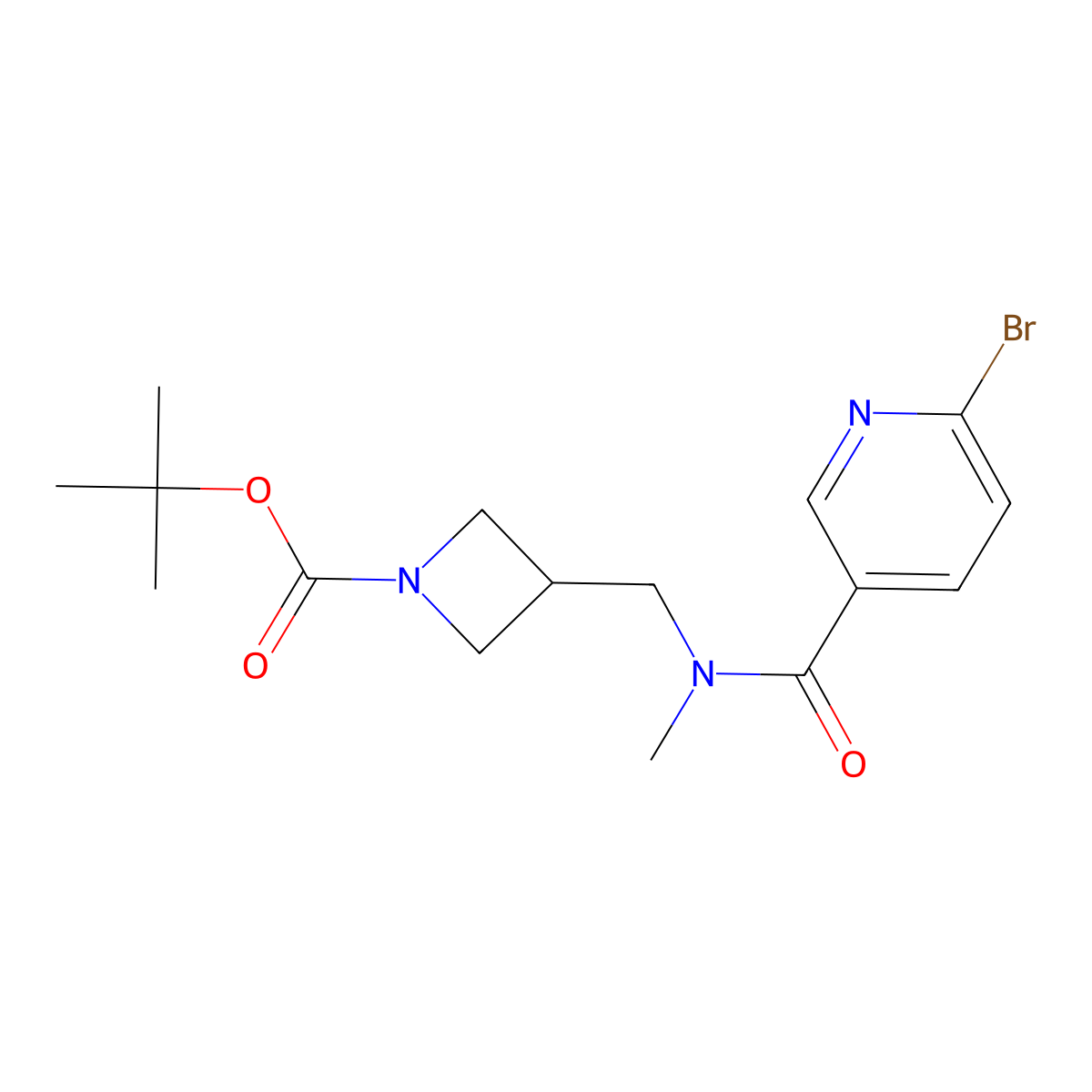Tert-butyl 3-[[(6-bromopyridine-3-carbonyl)-methylamino]methyl]azetidine-1-carboxylate molecular structure, CAS 2402830-87-7