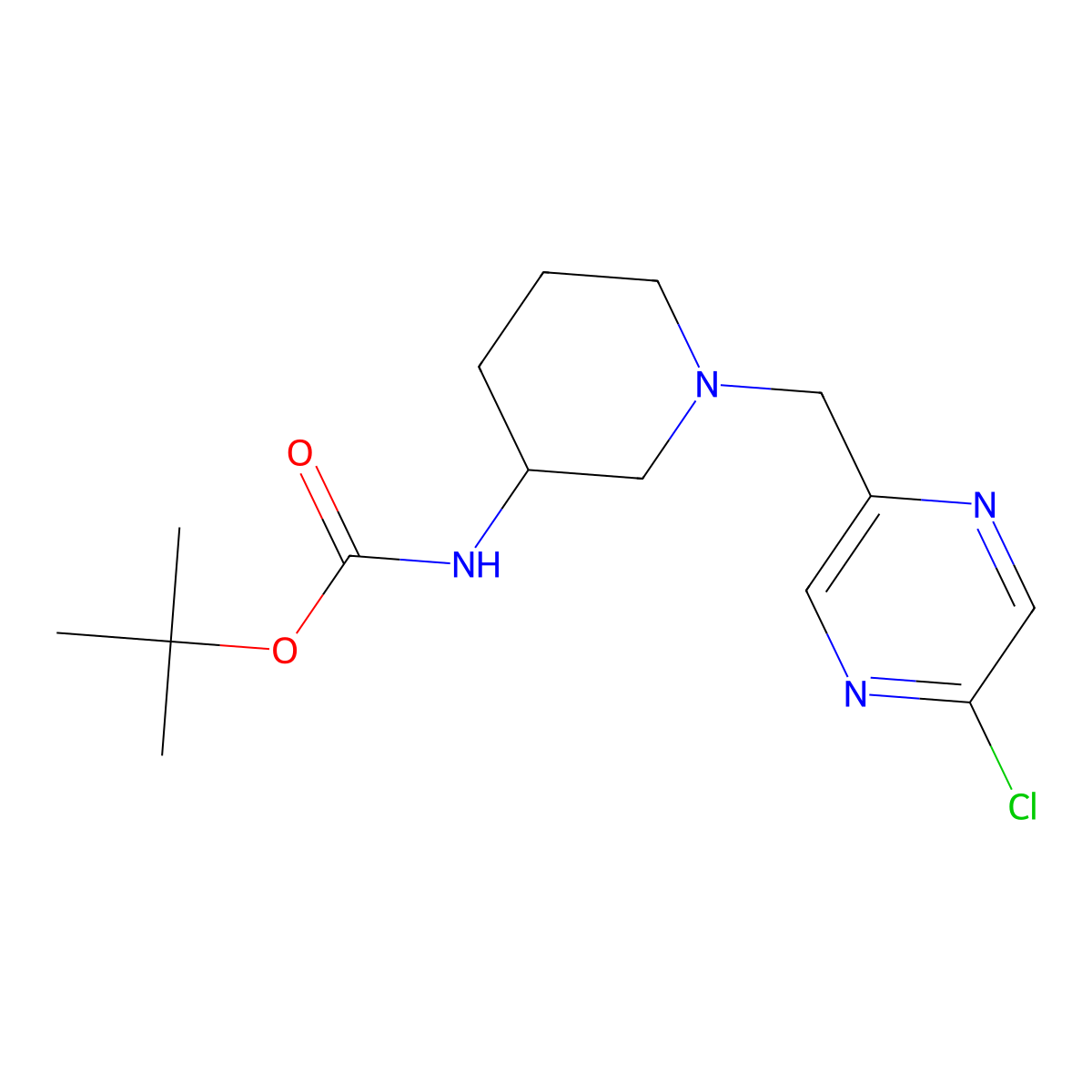 tert-butylN-{1-[(5-chloropyrazin-2-yl)methyl]piperidin-3-yl}carbamate molecular structure, CAS 2402830-93-5