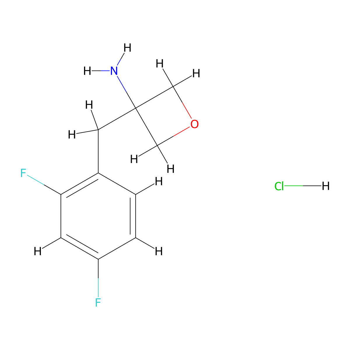 3-((2,4-Difluorophenyl)methyl)oxetan-3-amine hydrochloride molecular structure, CAS 2402830-95-7
