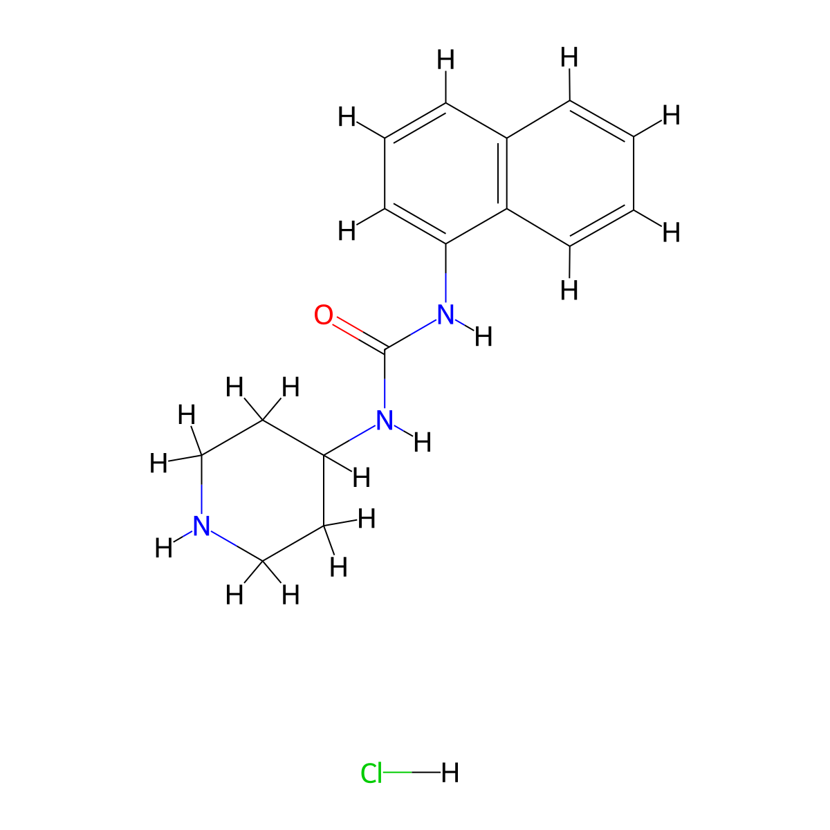 1-(Naphthalen-1-yl)-3-(piperidin-4-yl)urea hydrochloride molecular structure, CAS 2402830-97-9