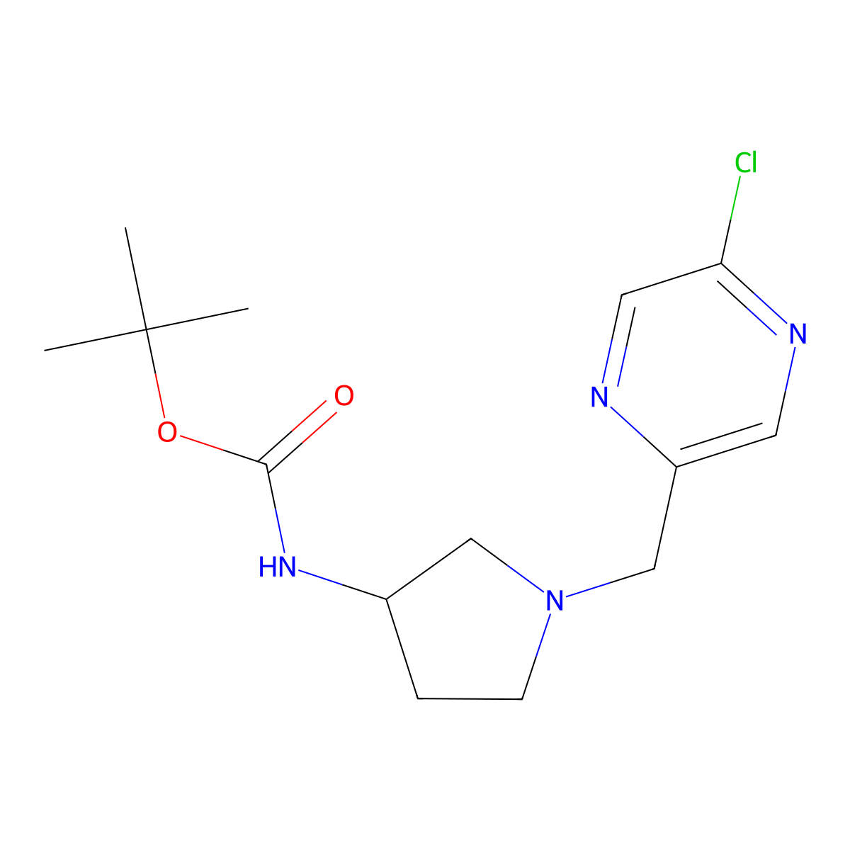 tert-butyl N-{1-[(5-chloropyrazin-2-yl)methyl]pyrrolidin-3-yl}carbamate molecular structure, CAS 2402831-06-3