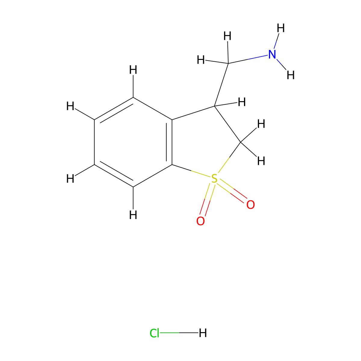 (1,1-Dioxo-2,3-dihydro-1-benzothiophen-3-yl)methanamine;hydrochloride molecular structure, CAS 2402831-11-0