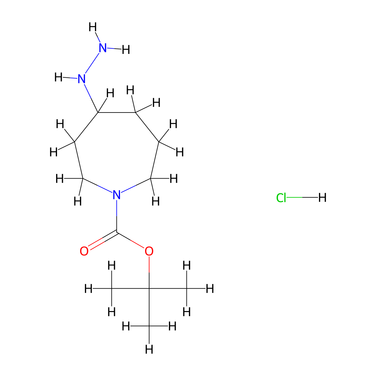 Tert-butyl 4-hydrazinylazepane-1-carboxylate hydrochloride molecular structure, CAS 2402831-15-4