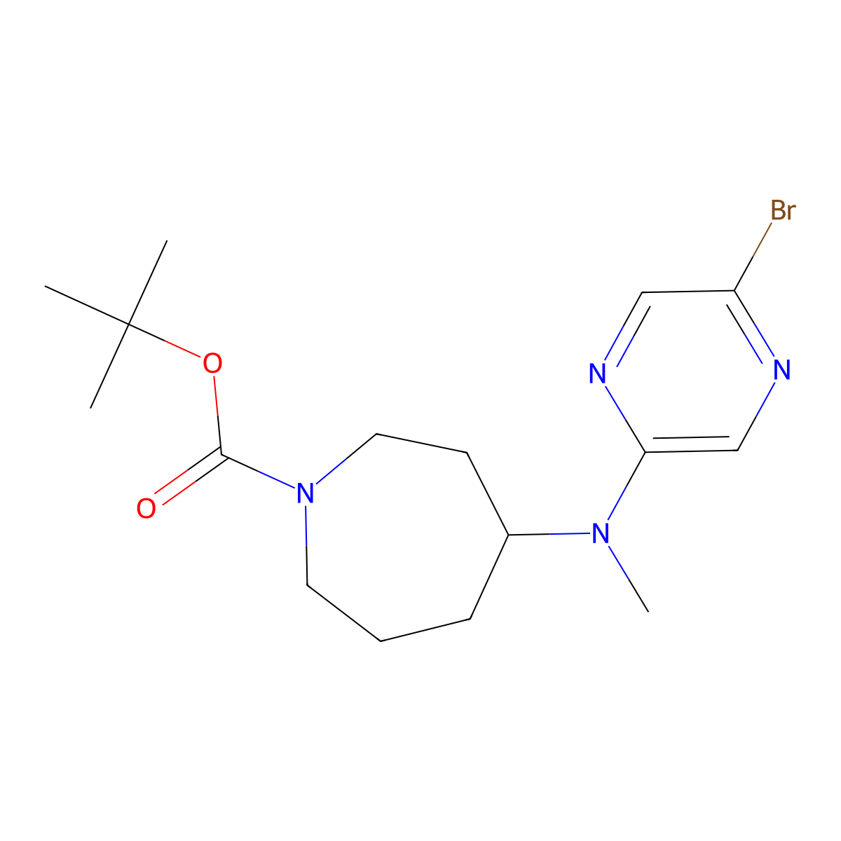 Tert-butyl4-[(5-bromopyrazin-2-yl)(methyl)amino]azepane-1-carboxylate molecular structure, CAS 2402831-27-8
