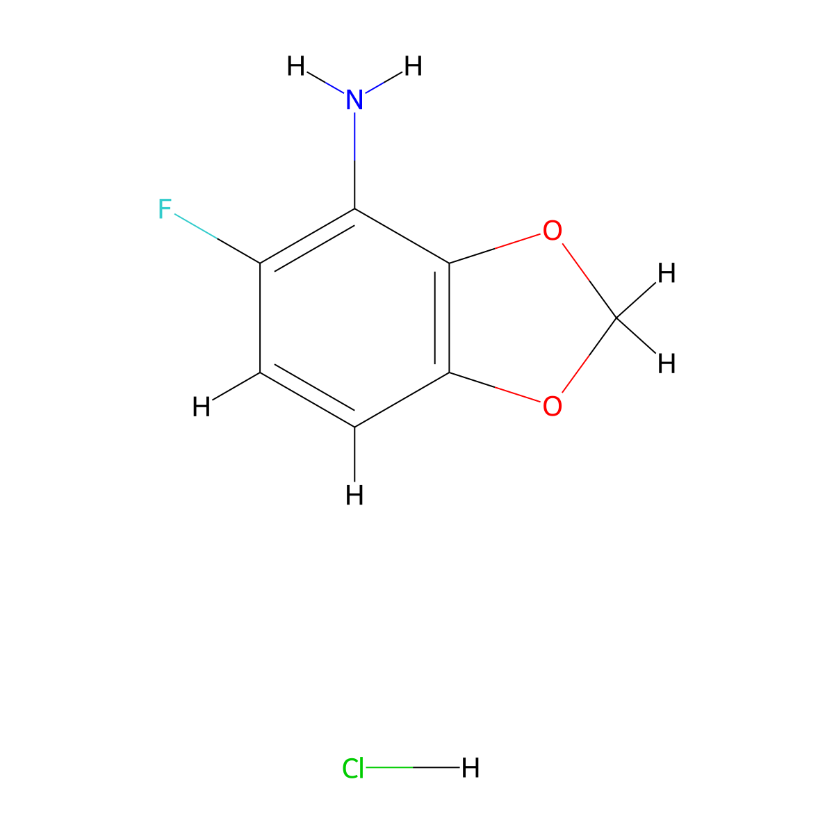 5-Fluoro-1,3-dioxaindan-4-aminehydrochloride molecular structure, CAS 2402831-34-7