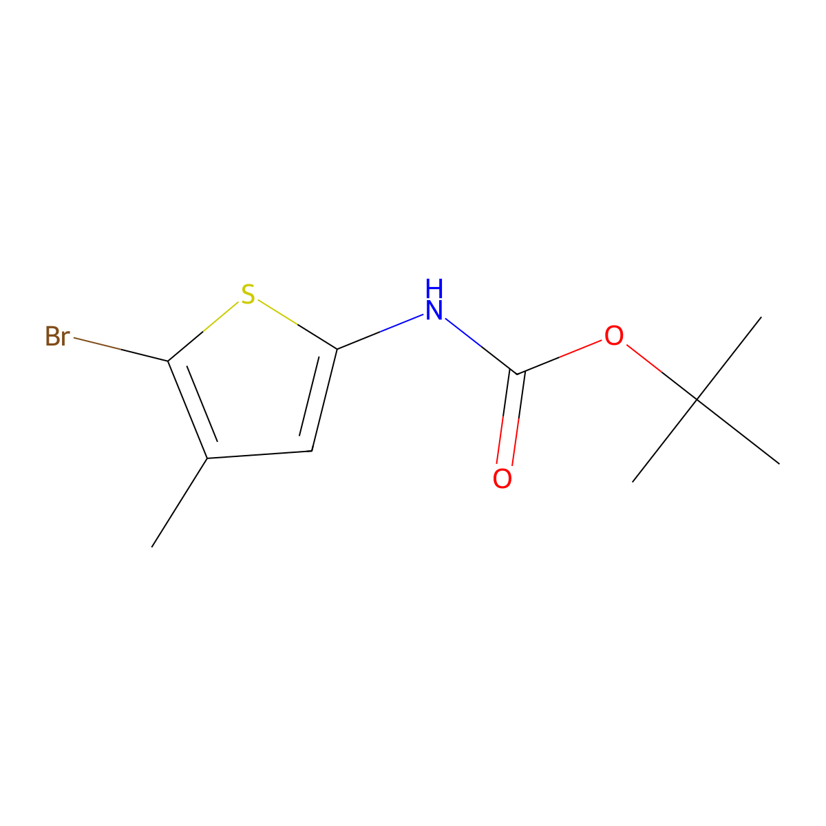 tert-butyl N-(5-bromo-4-methylthiophen-2-yl)carbamate molecular structure, CAS 2402836-47-7