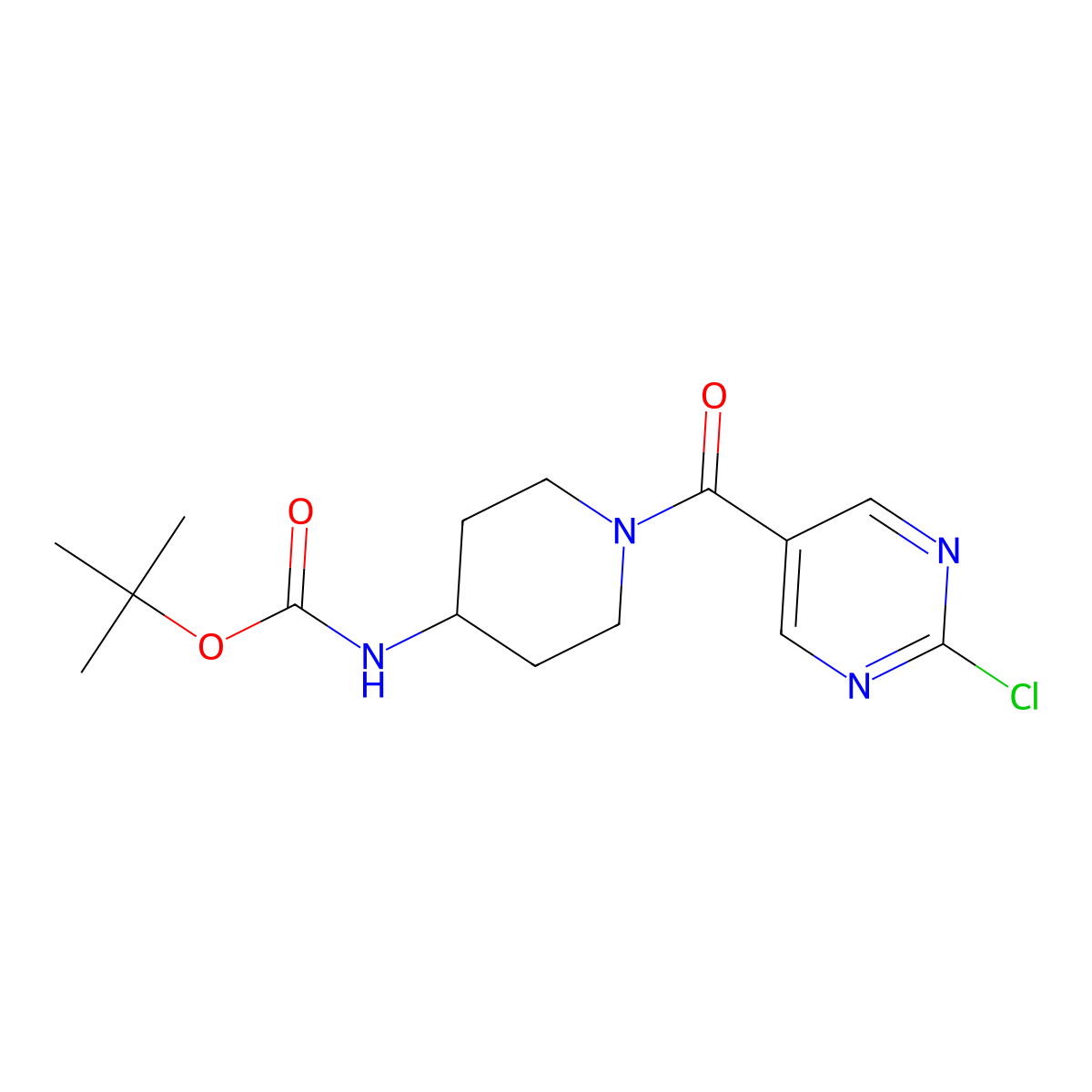 tert-butyl N-[1-(2-chloropyrimidine-5-carbonyl)piperidin-4-yl]carbamate molecular structure, CAS 2402836-51-3
