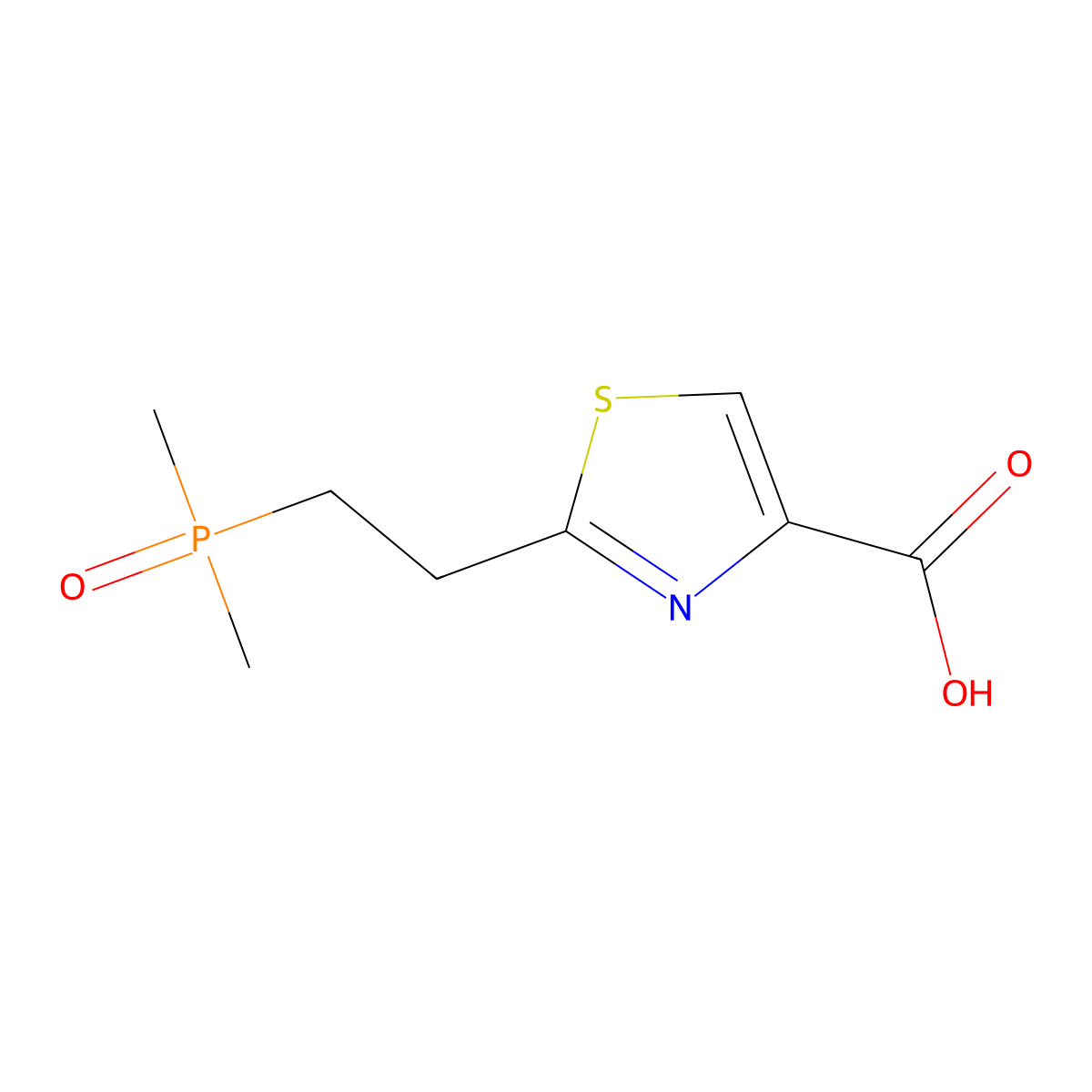 2-[2-(Dimethylphosphoryl)ethyl]-1,3-thiazole-4-carboxylic acid molecular structure, CAS 2402837-01-6