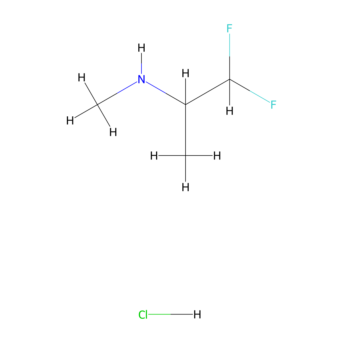 (1,1-Difluoropropan-2-yl)(methyl)amine hydrochloride molecular structure, CAS 2402837-24-3
