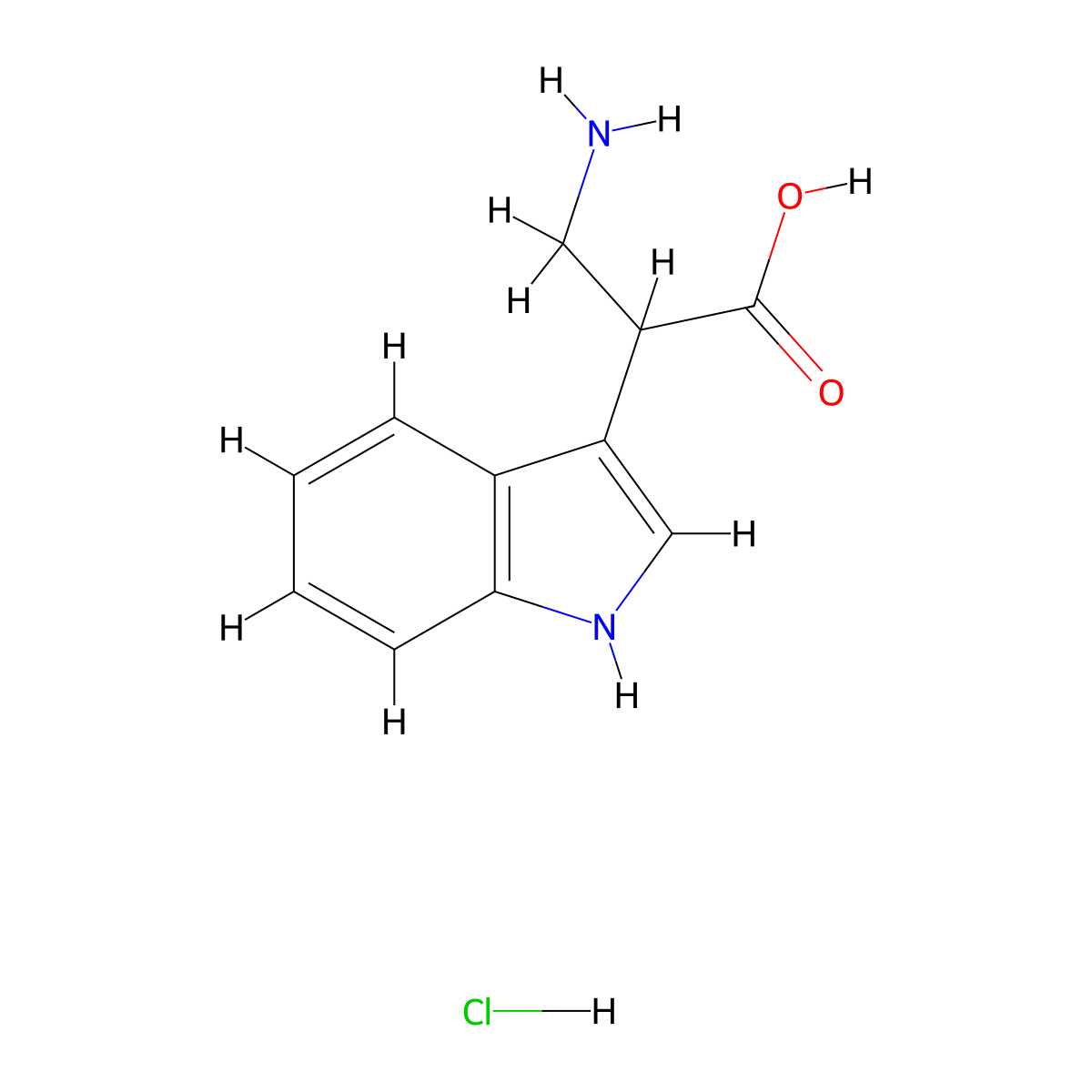 3-amino-2-(1H-indol-3-yl)propanoic acid hydrochloride molecular structure, CAS 2402837-26-5