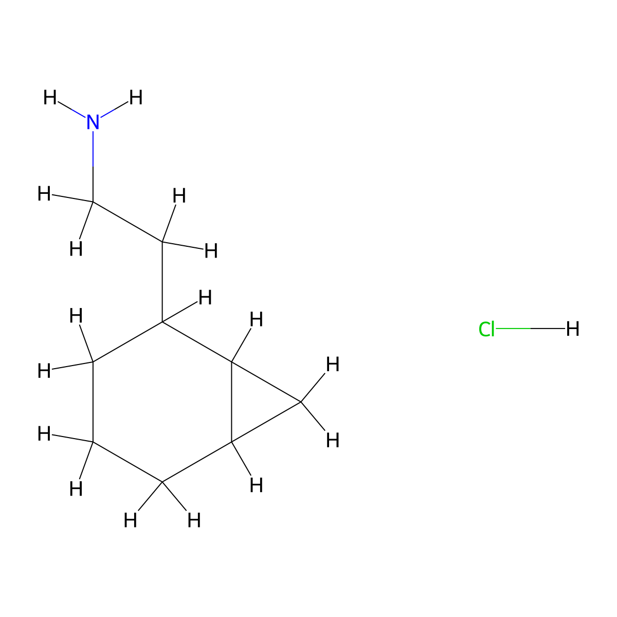 2-(Bicyclo(4.1.0)heptan-2-yl)ethan-1-amine hydrochloride molecular structure, CAS 2402837-30-1