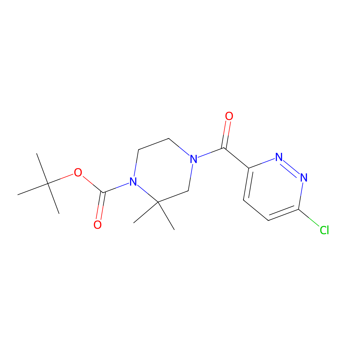 Tert-butyl 4-(6-chloropyridazine-3-carbonyl)-2,2-dimethylpiperazine-1-carboxylate molecular structure, CAS 2402837-39-0