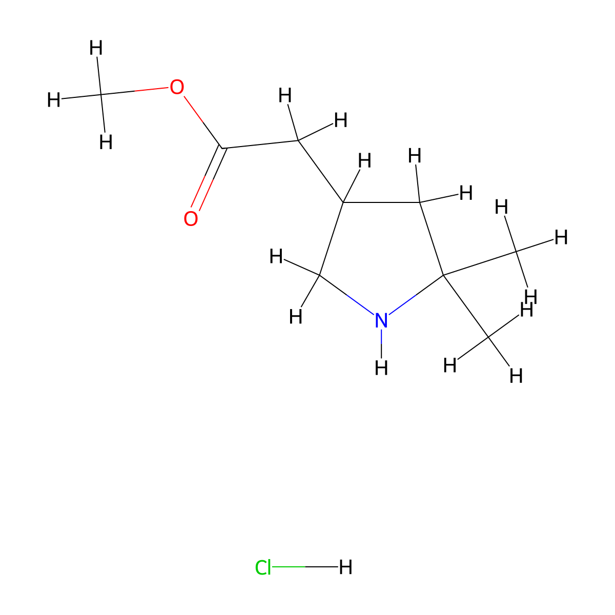 Methyl 2-(5,5-dimethylpyrrolidin-3-yl)acetate hydrochloride molecular structure, CAS 2402837-41-4
