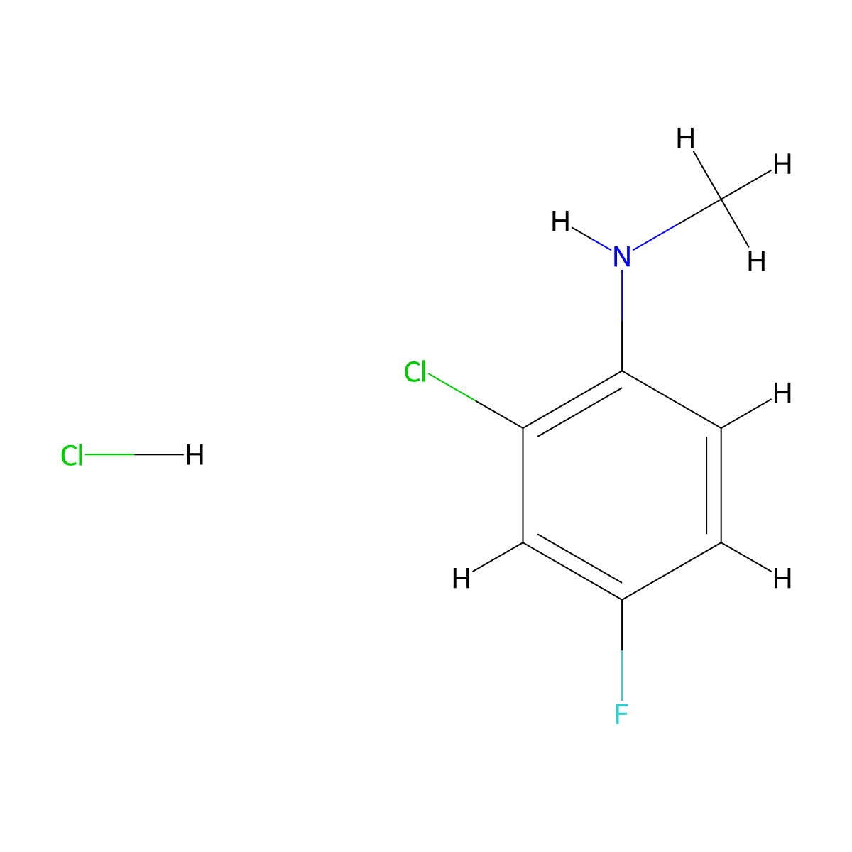 2-chloro-4-fluoro-N-methylaniline hydrochloride molecular structure, CAS 2402837-60-7