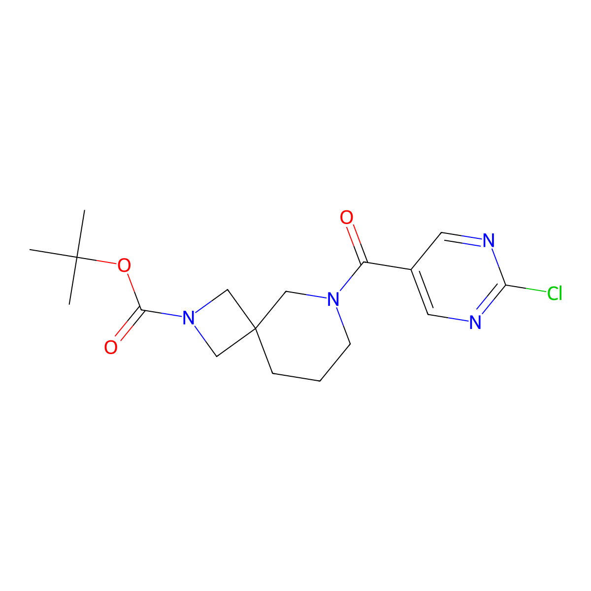 Tert-butyl 8-(2-chloropyrimidine-5-carbonyl)-2,8-diazaspiro[3.5]nonane-2-carboxylate molecular structure, CAS 2402837-97-0