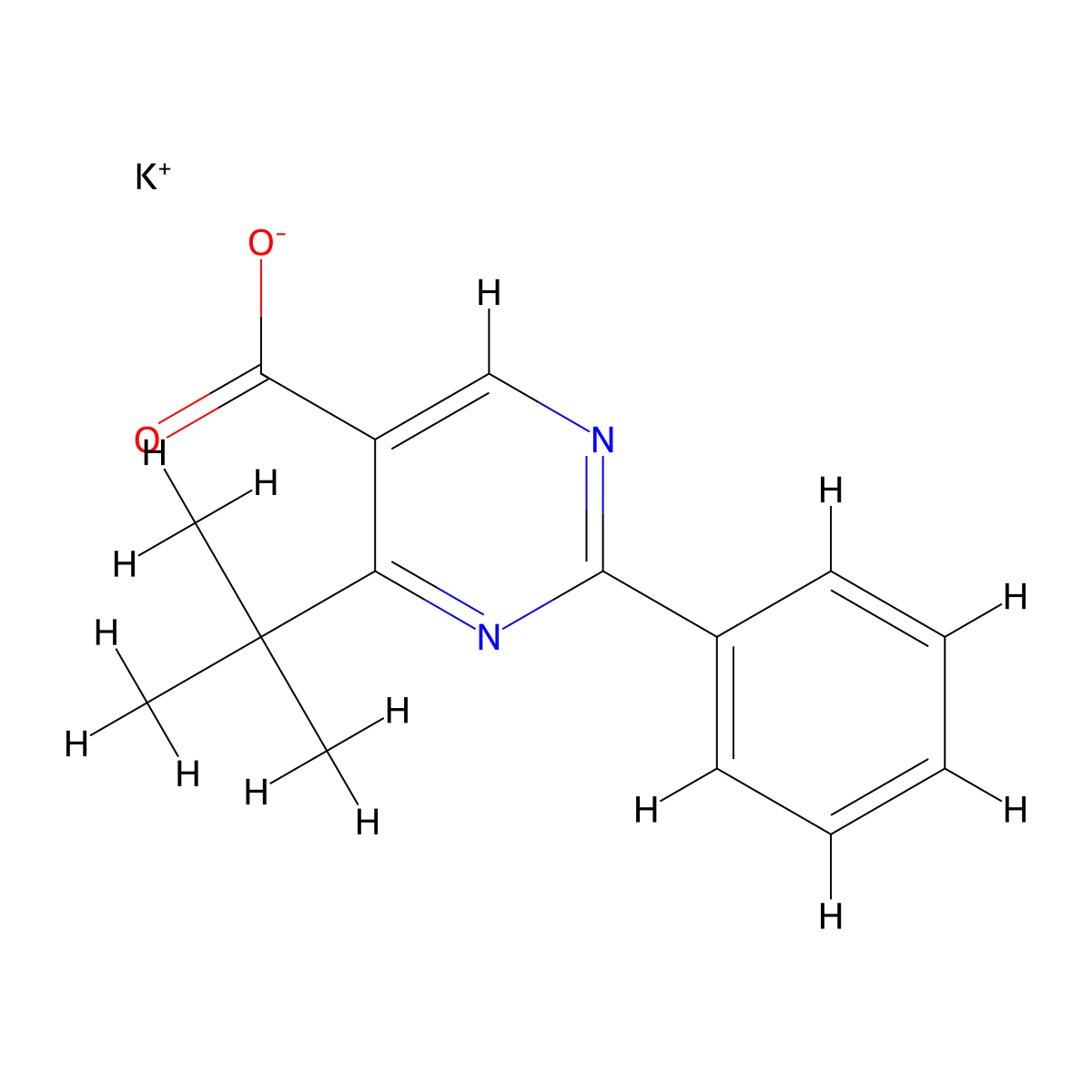 Potassium 4-tert-butyl-2-phenylpyrimidine-5-carboxylate molecular structure, CAS 2402838-08-6