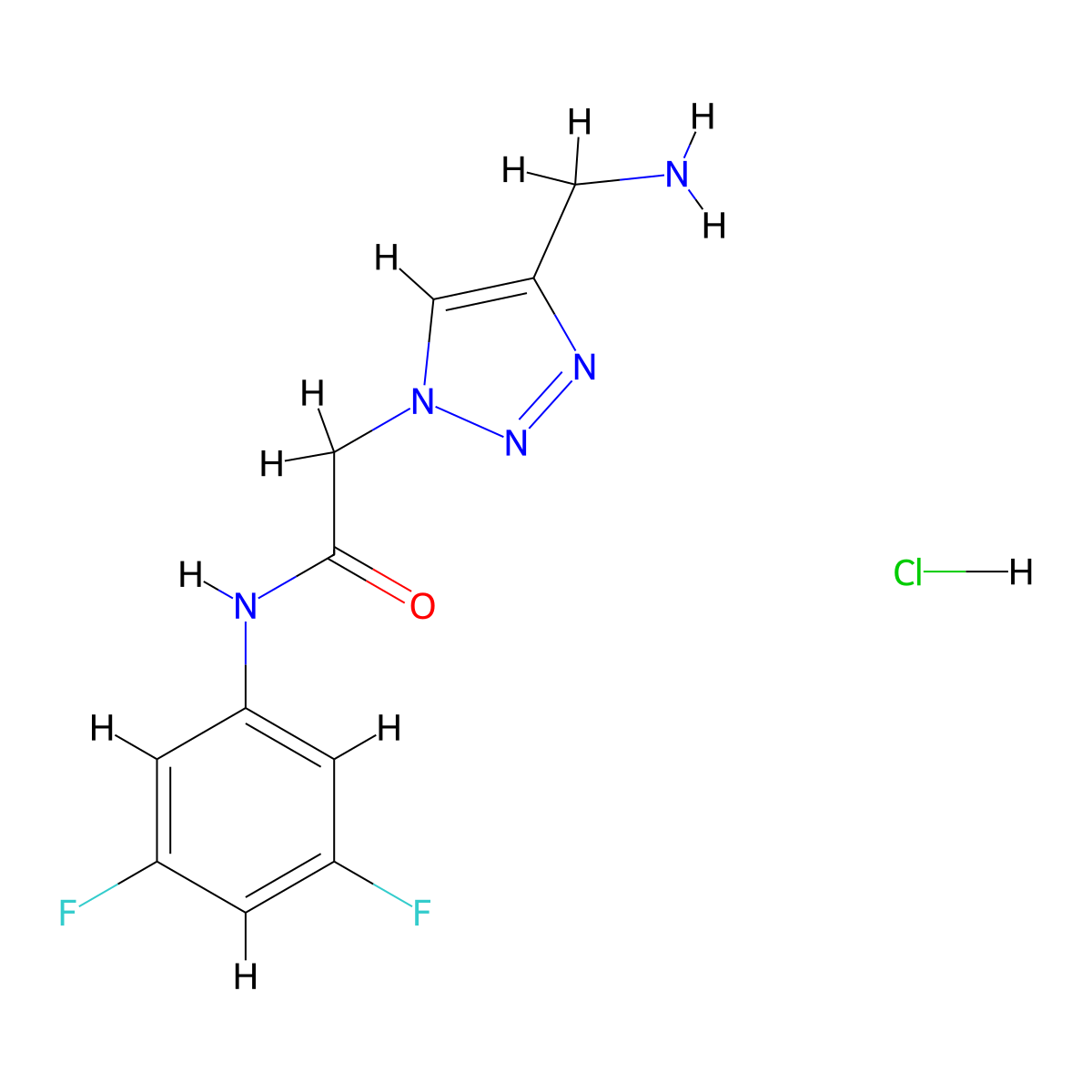 2-[4-(aminomethyl)-1H-1,2,3-triazol-1-yl]-N-(3,5-difluorophenyl)acetamide hydrochloride molecular structure, CAS 2402838-12-2