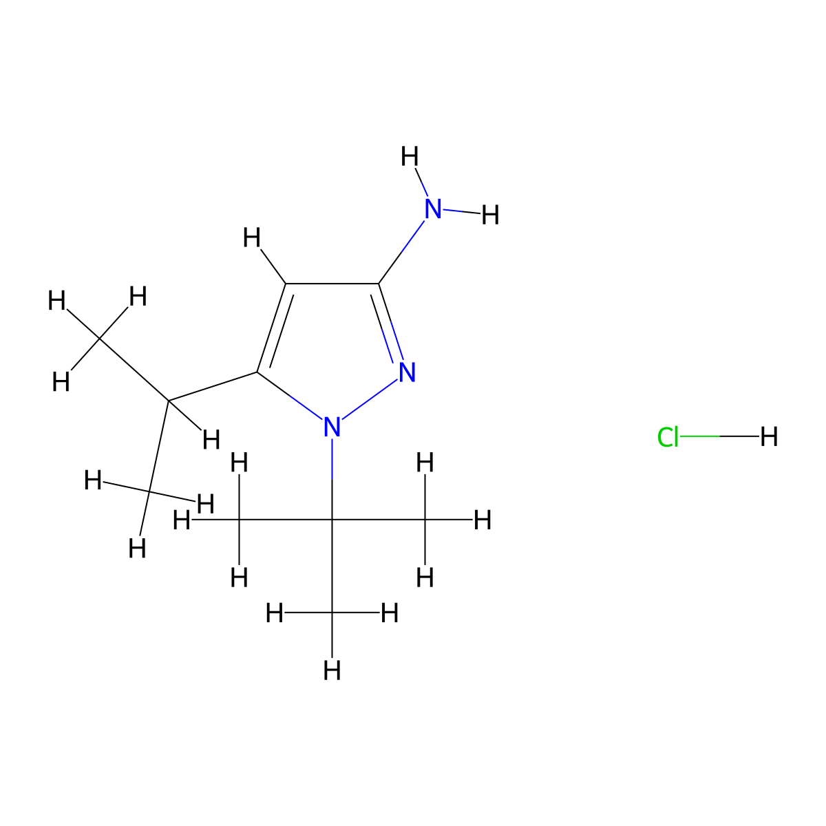 1-Tert-butyl-5-propan-2-ylpyrazol-3-amine;hydrochloride molecular structure, CAS 2402838-41-7