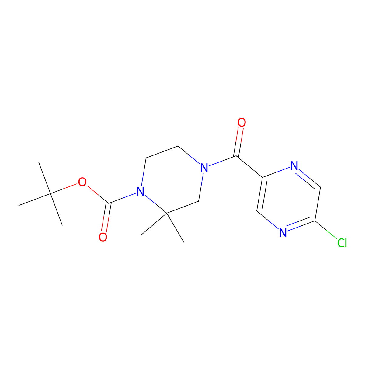 Tert-butyl 4-(5-chloropyrazine-2-carbonyl)-2,2-dimethylpiperazine-1-carboxylate molecular structure, CAS 2402838-43-9