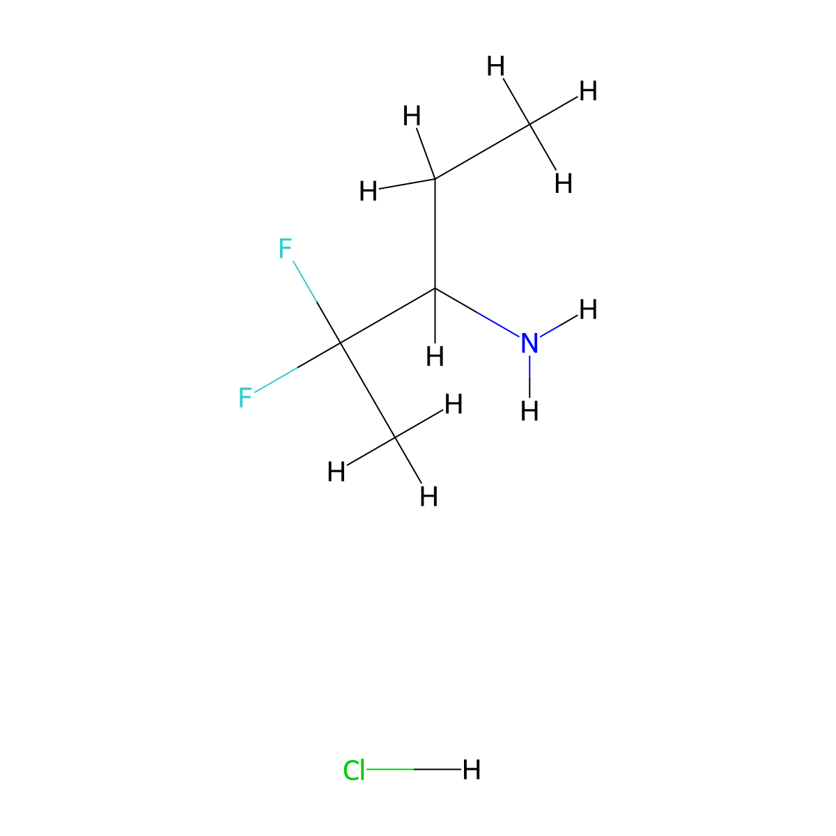2,2-Difluoropentan-3-amine hydrochloride molecular structure, CAS 2402838-76-8