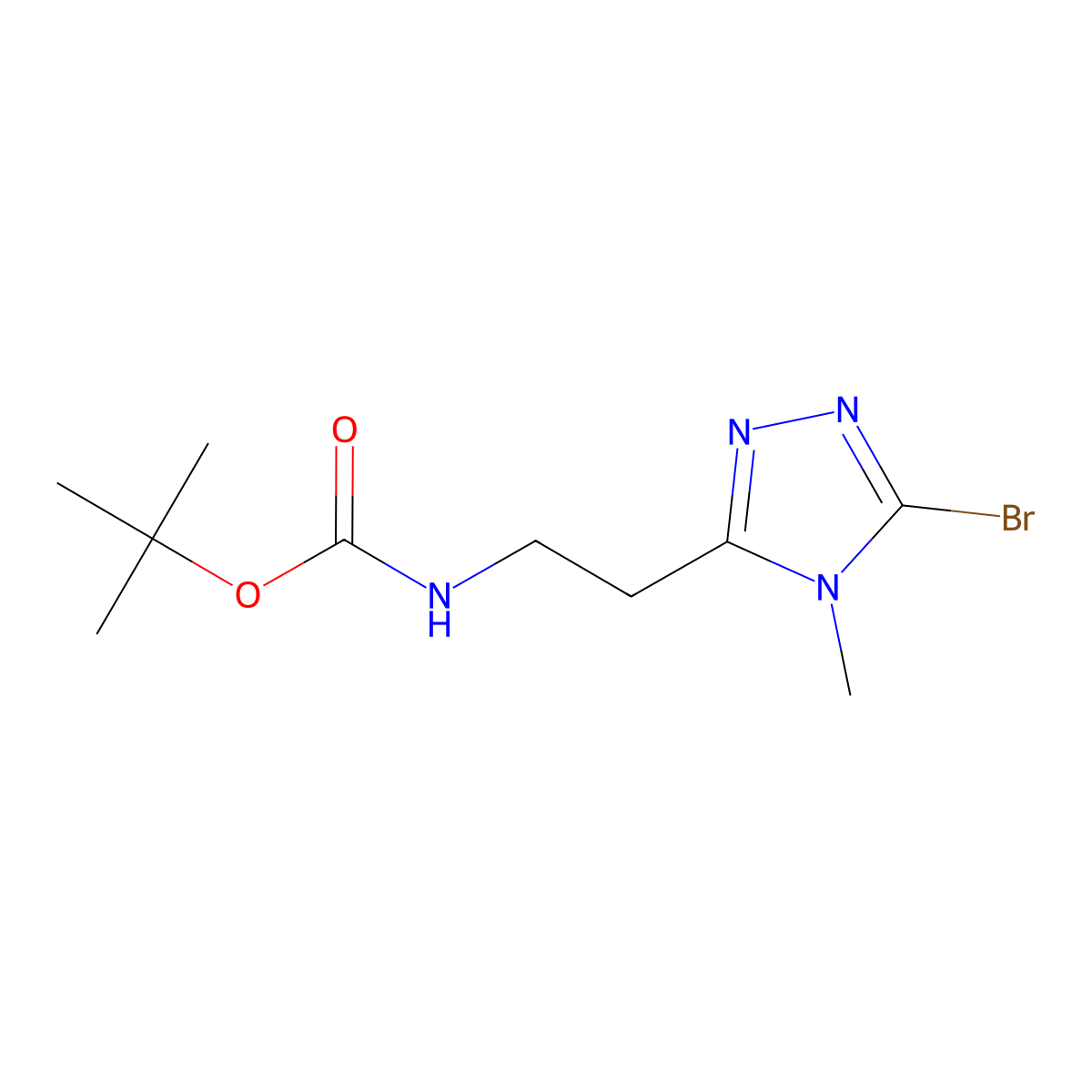 Tert-butyl N-[2-(5-bromo-4-methyl-1,2,4-triazol-3-yl)ethyl]carbamate molecular structure, CAS 2402839-13-6