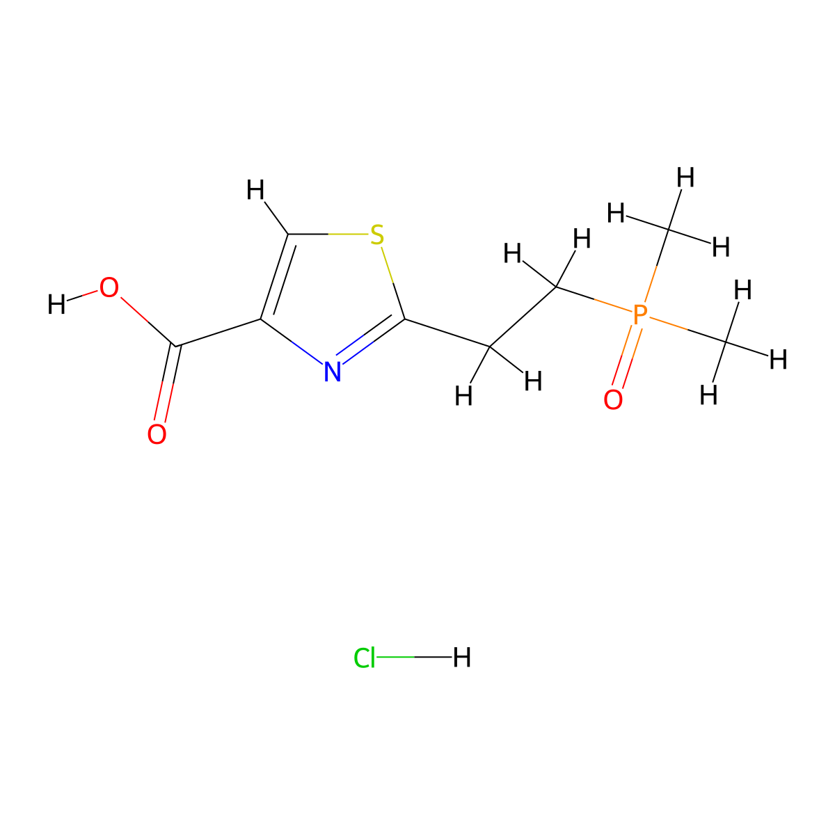 2-(2-Dimethylphosphorylethyl)-1,3-thiazole-4-carboxylic acid;hydrochloride molecular structure, CAS 2402839-17-0