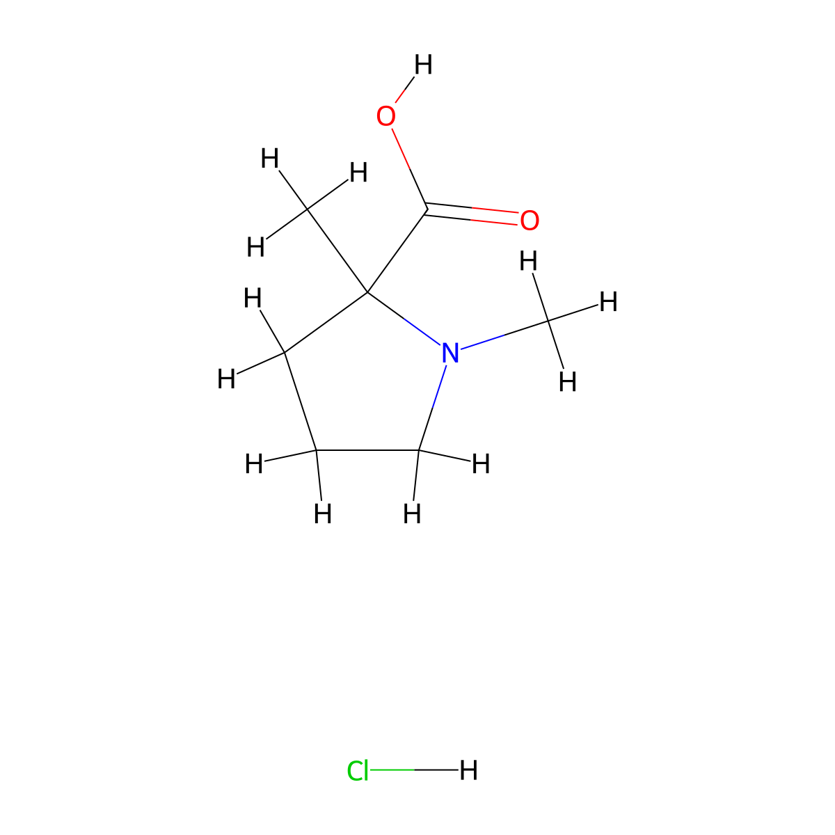 1,2-Dimethylpyrrolidine-2-carboxylic acid hydrochloride molecular structure, CAS 2402839-49-8