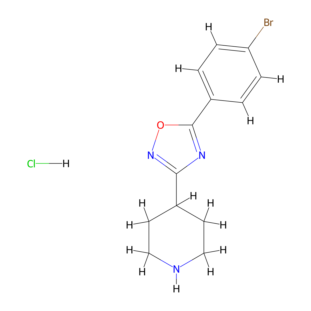 4-(5-(4-Bromophenyl)-1,2,4-oxadiazol-3-yl)piperidine hydrochloride molecular structure, CAS 2402839-79-4