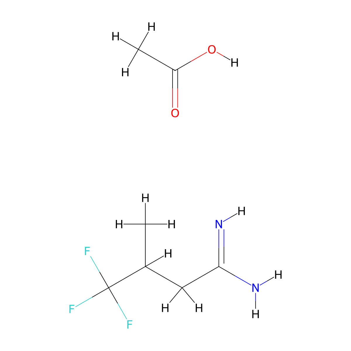 4,4,4-Trifluoro-3-methylbutanimidamide,aceticacid molecular structure, CAS 2402840-02-0