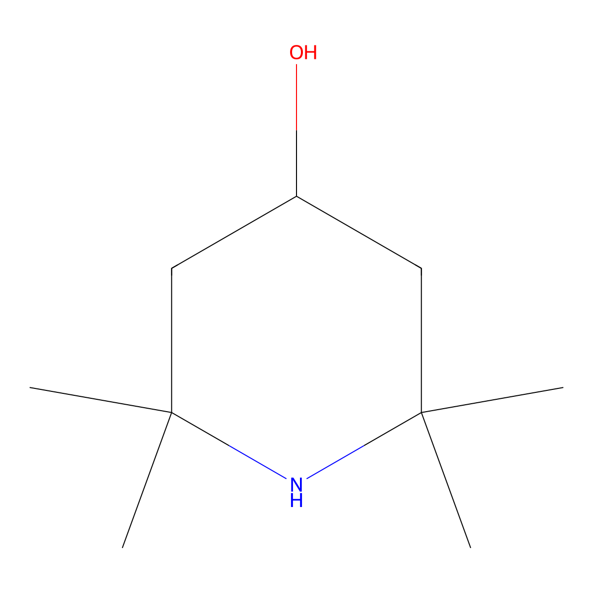 4-Hydroxy-2,2,6,6-tetramethylpiperidine molecular structure, CAS 2403-88-5