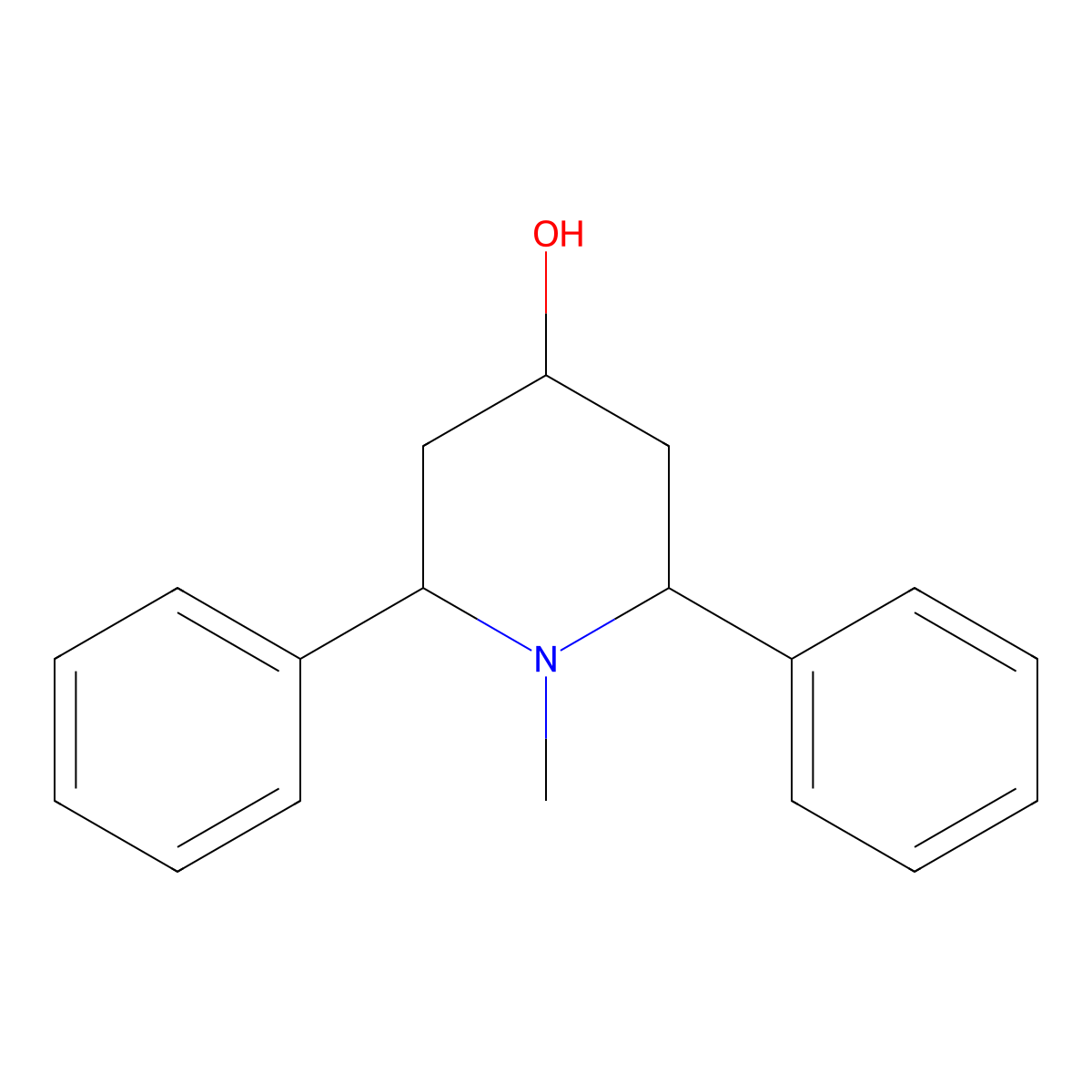 1-Methyl-2,6-diphenylpiperidin-4-ol molecular structure, CAS 2403-92-1