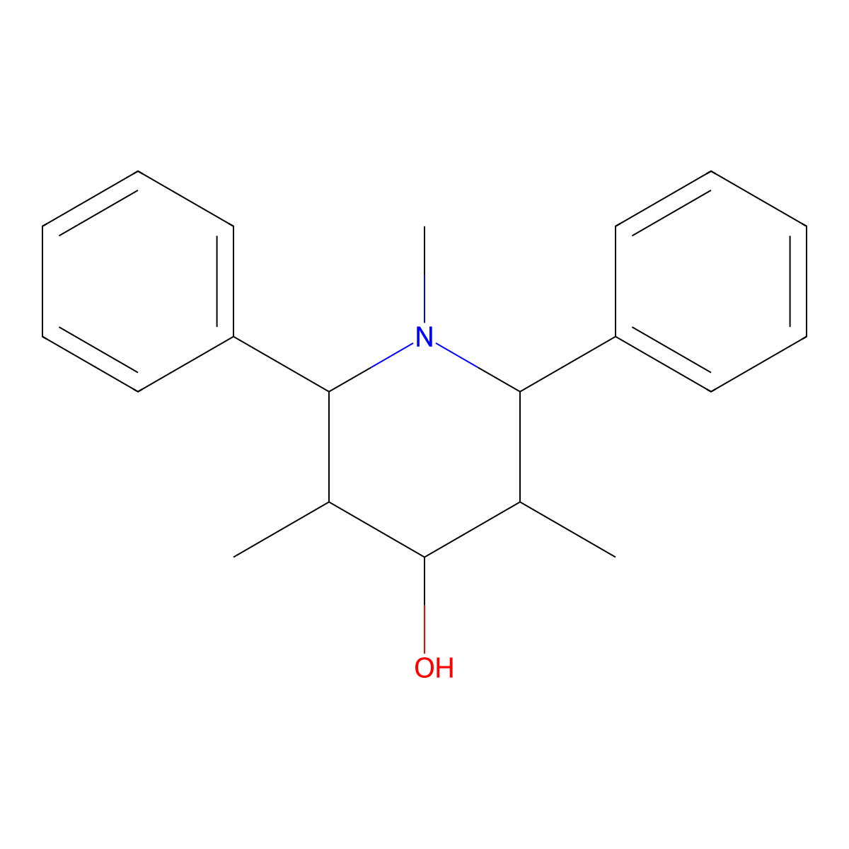 1,3,5-Trimethyl-2,6-diphenylpiperidin-4-ol molecular structure, CAS 2403-96-5