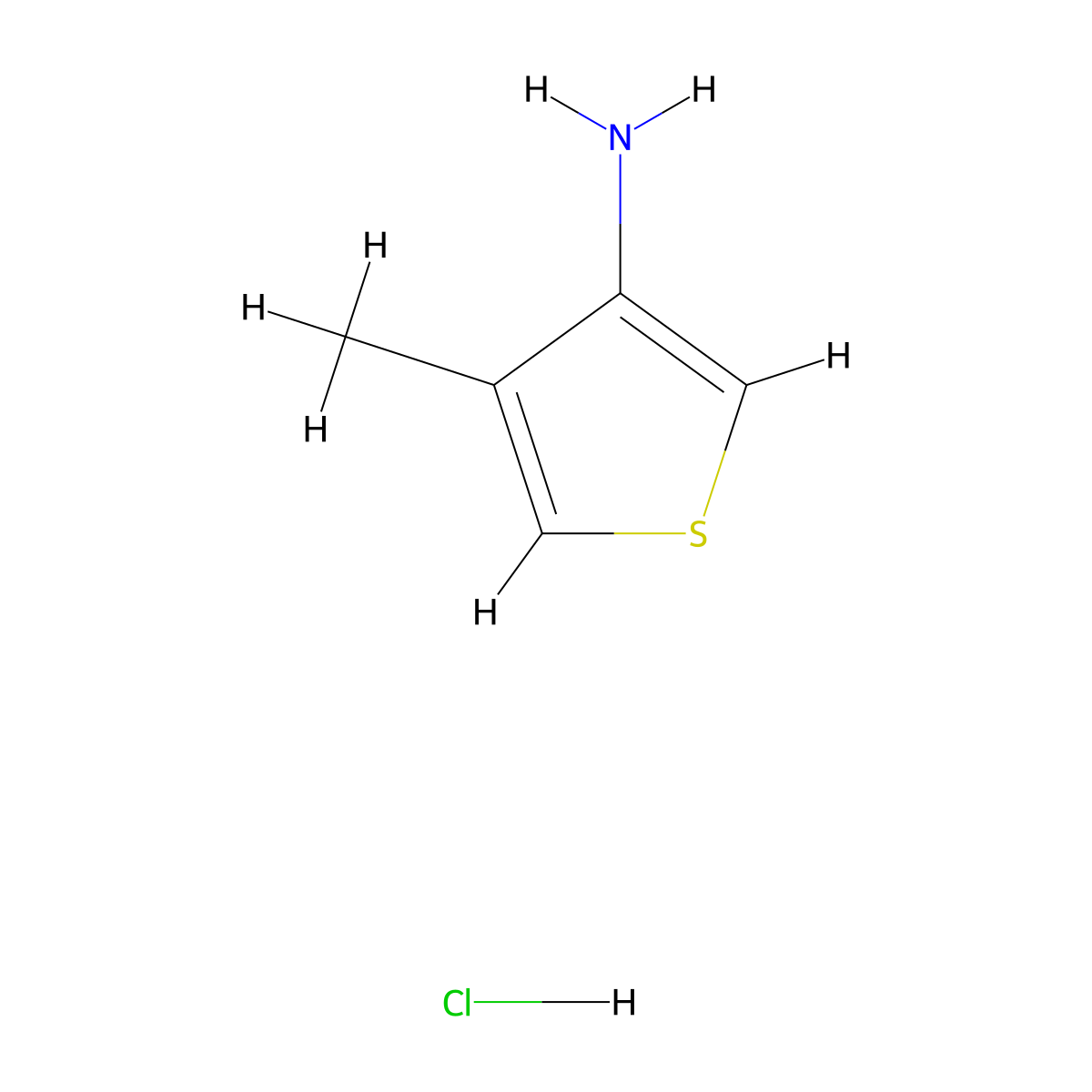 4-Methylthiophen-3-amine hydrochloride molecular structure, CAS 24030-00-0