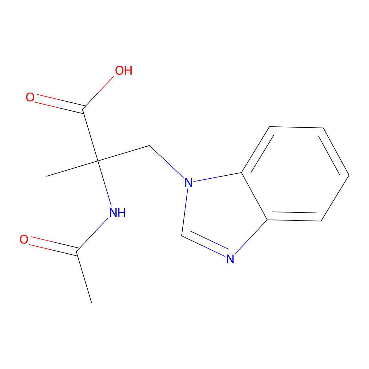 3-(1H-1,3-benzodiazol-1-yl)-2-acetamido-2-methylpropanoic acid molecular structure, CAS 2403237-14-7