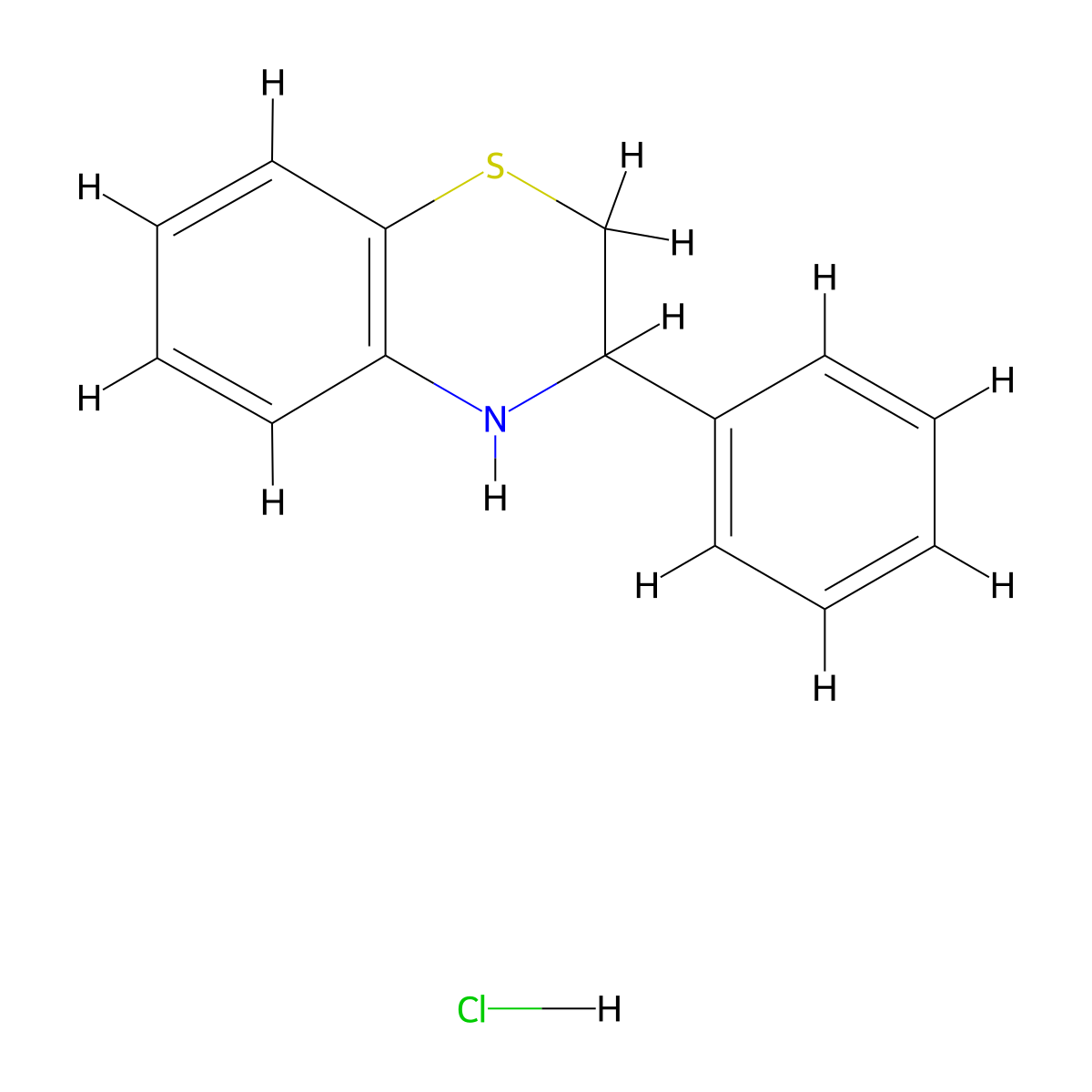 3-phenyl-3,4-dihydro-2H-1,4-benzothiazine hydrochloride molecular structure, CAS 24033-90-7