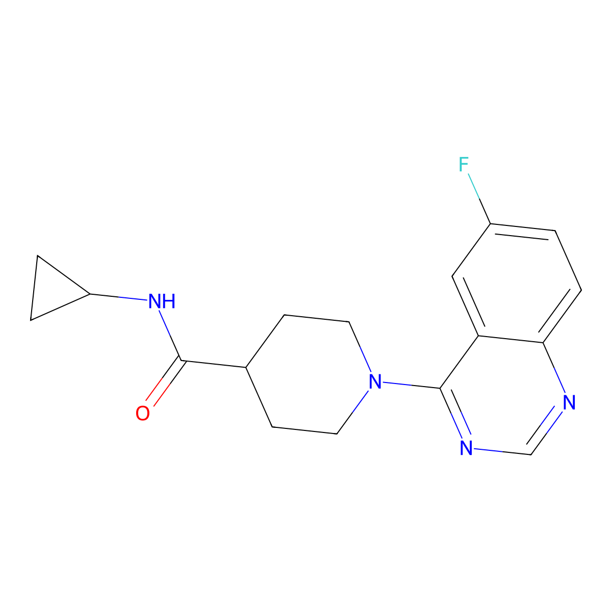 N-cyclopropyl-1-(6-fluoroquinazolin-4-yl)piperidine-4-carboxamide molecular structure, CAS 2403366-27-6