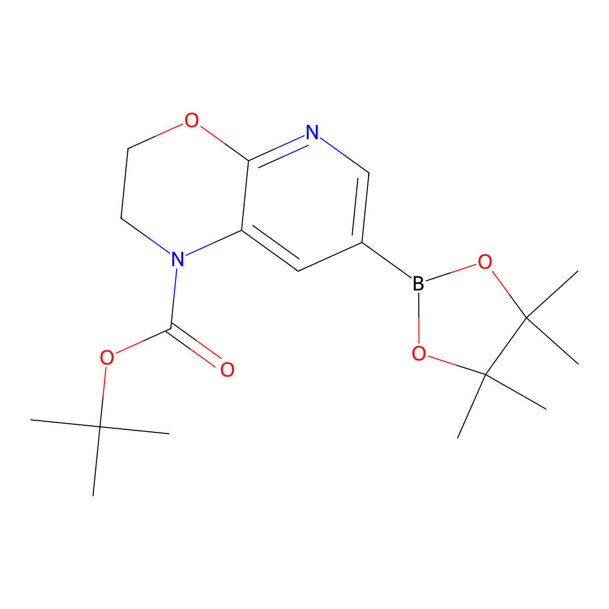 tert-butyl 7-(4,4,5,5-tetramethyl-1,3,2-dioxaborolan-2-yl)-1H,2H,3H-pyrido[2,3-b][1,4]oxazine-1-carboxylate molecular structure, CAS 2403609-64-1