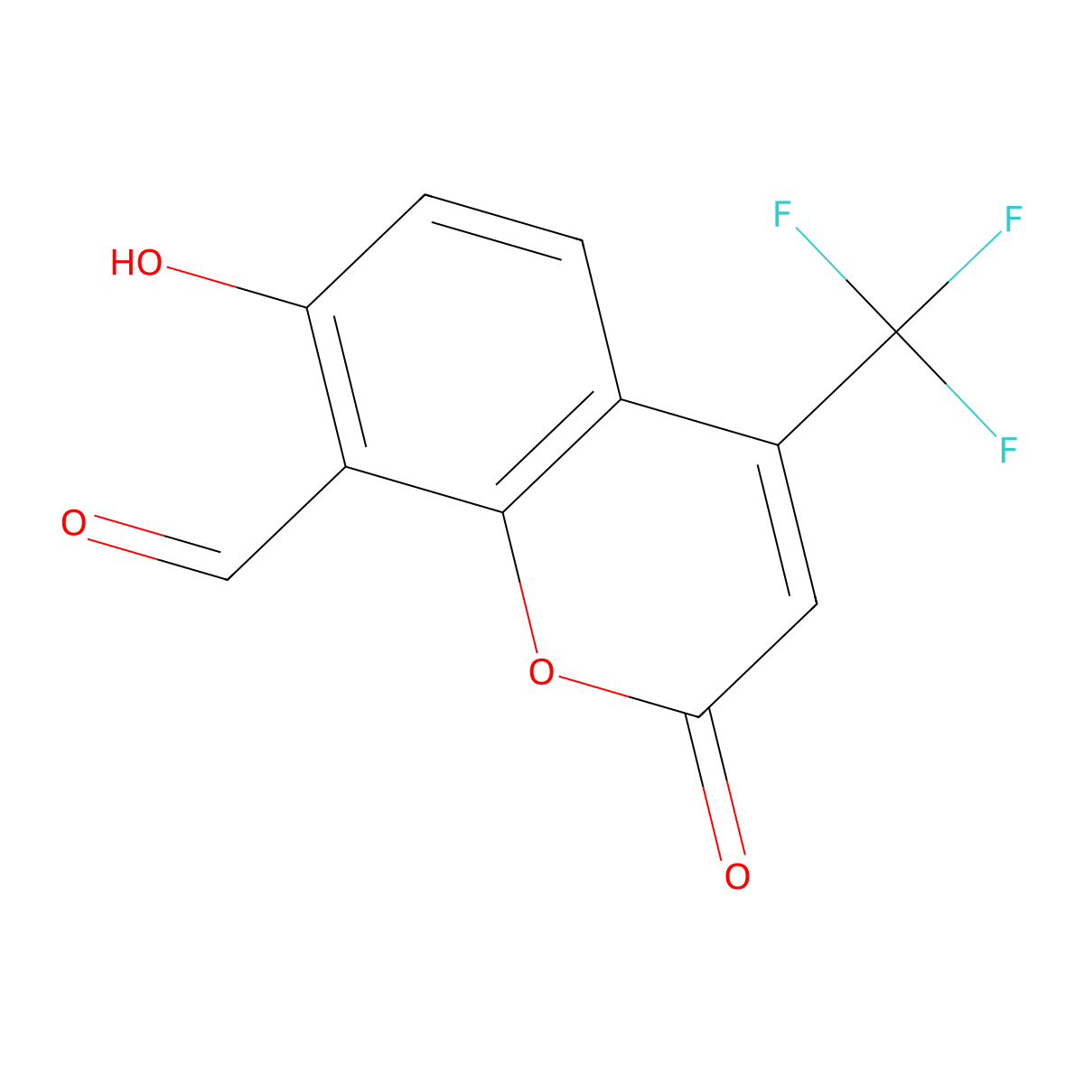 7-hydroxy-2-oxo-4-(trifluoromethyl)-2H-chromene-8-carbaldehyde molecular structure, CAS 2403729-19-9
