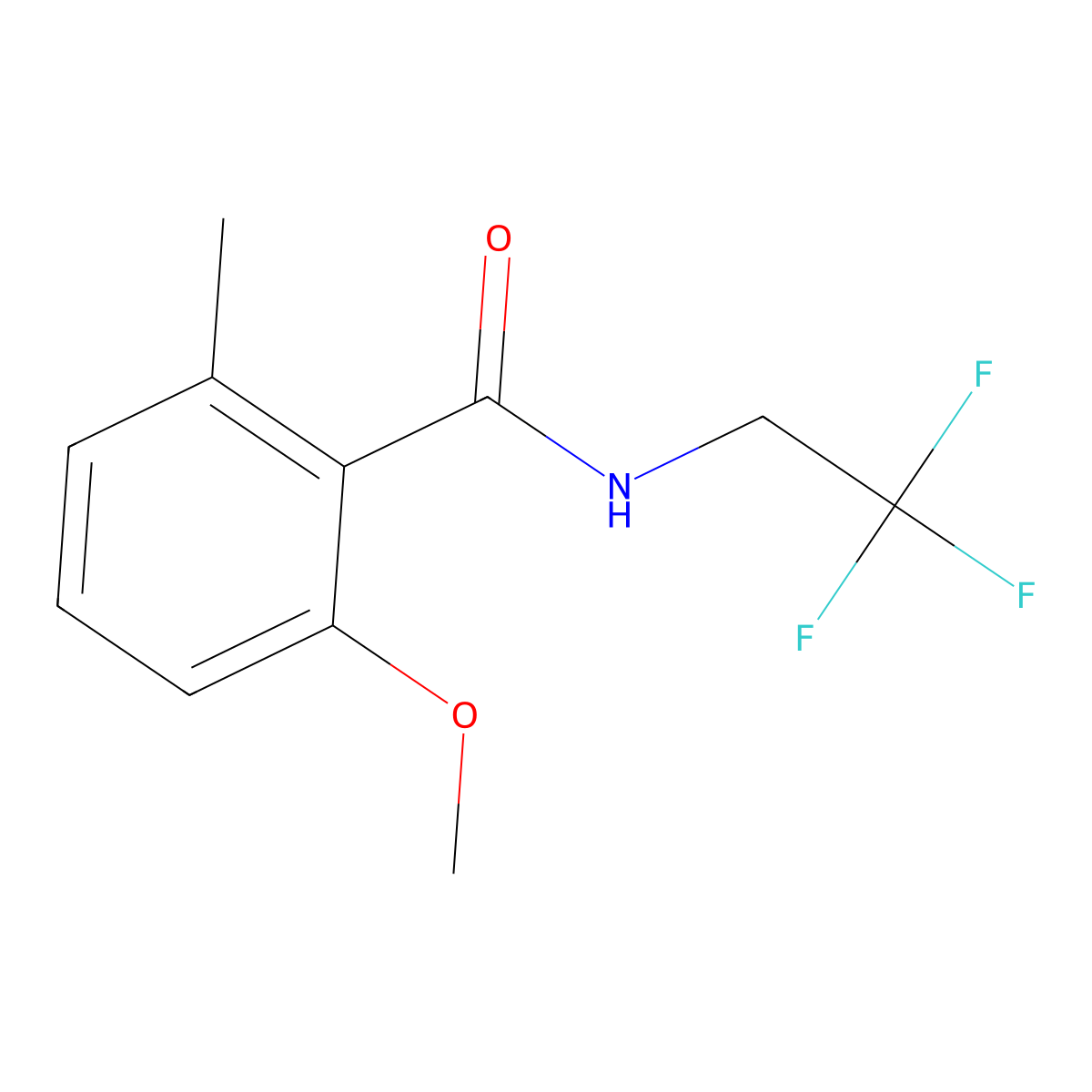 2-methoxy-6-methyl-N-(2,2,2-trifluoroethyl)benzamide molecular structure, CAS 2403739-14-8