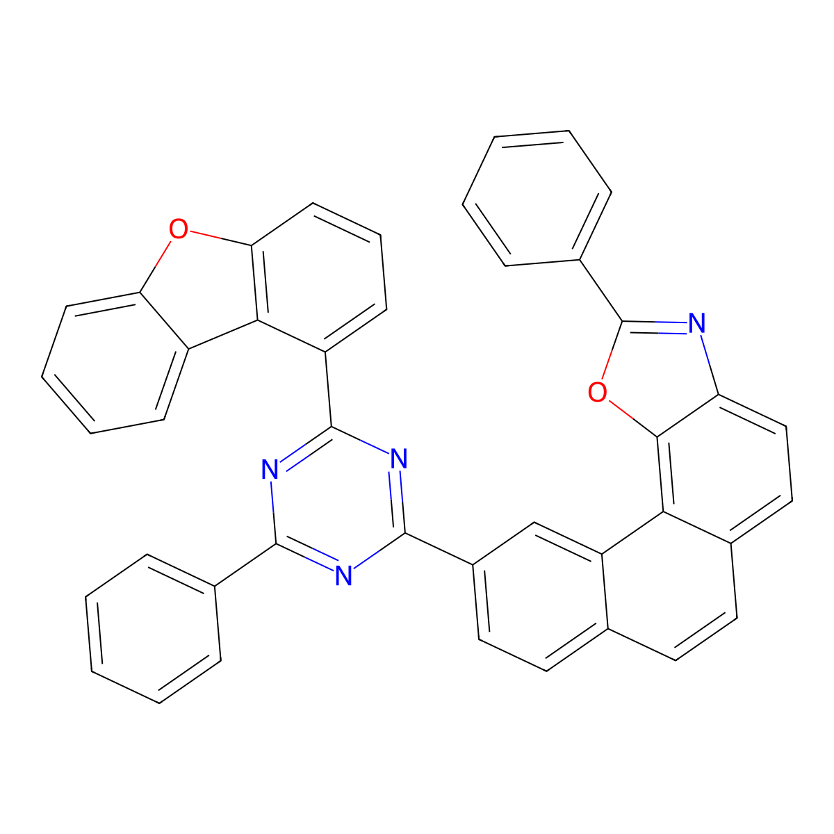 10-[4-(1-Dibenzofuranyl)-6-phenyl-1,3,5-triazin-2-yl]-2-phenylphenanthro[3,4-d]oxazole molecular structure, CAS 2403758-72-3