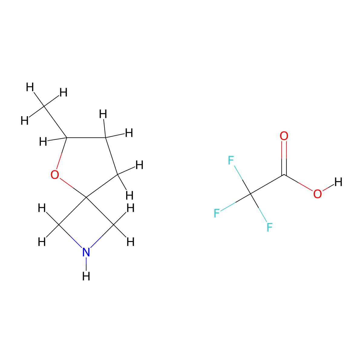 6-Methyl-5-oxa-2-azaspiro[3.4]octane trifluoroacetate molecular structure, CAS 2403799-66-4