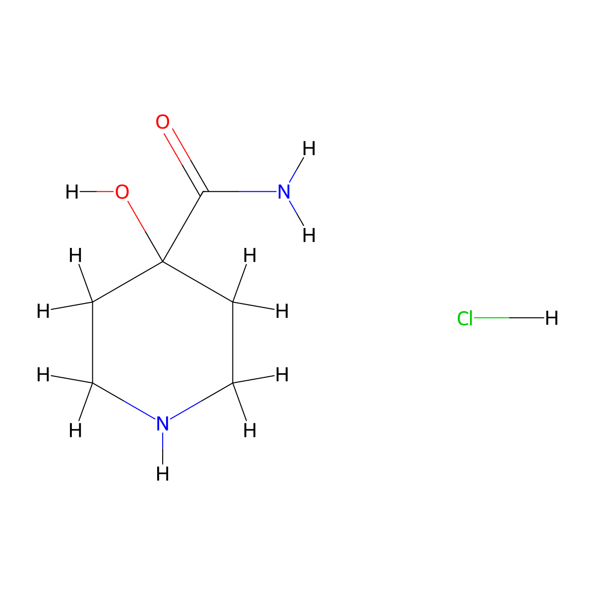 4-Hydroxypiperidine-4-carboxamide hydrochloride molecular structure, CAS 240400-87-7