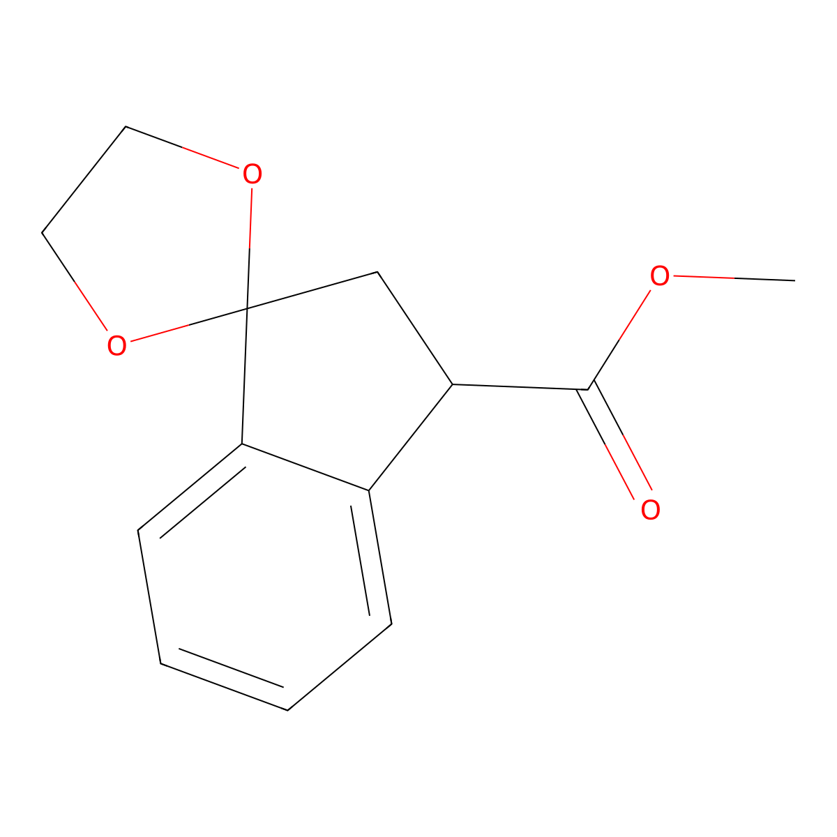 Methyl 2',3'-dihydrospiro[1,3-dioxolane-2,1'-indene]-3'-carboxylate molecular structure, CAS 240403-47-8