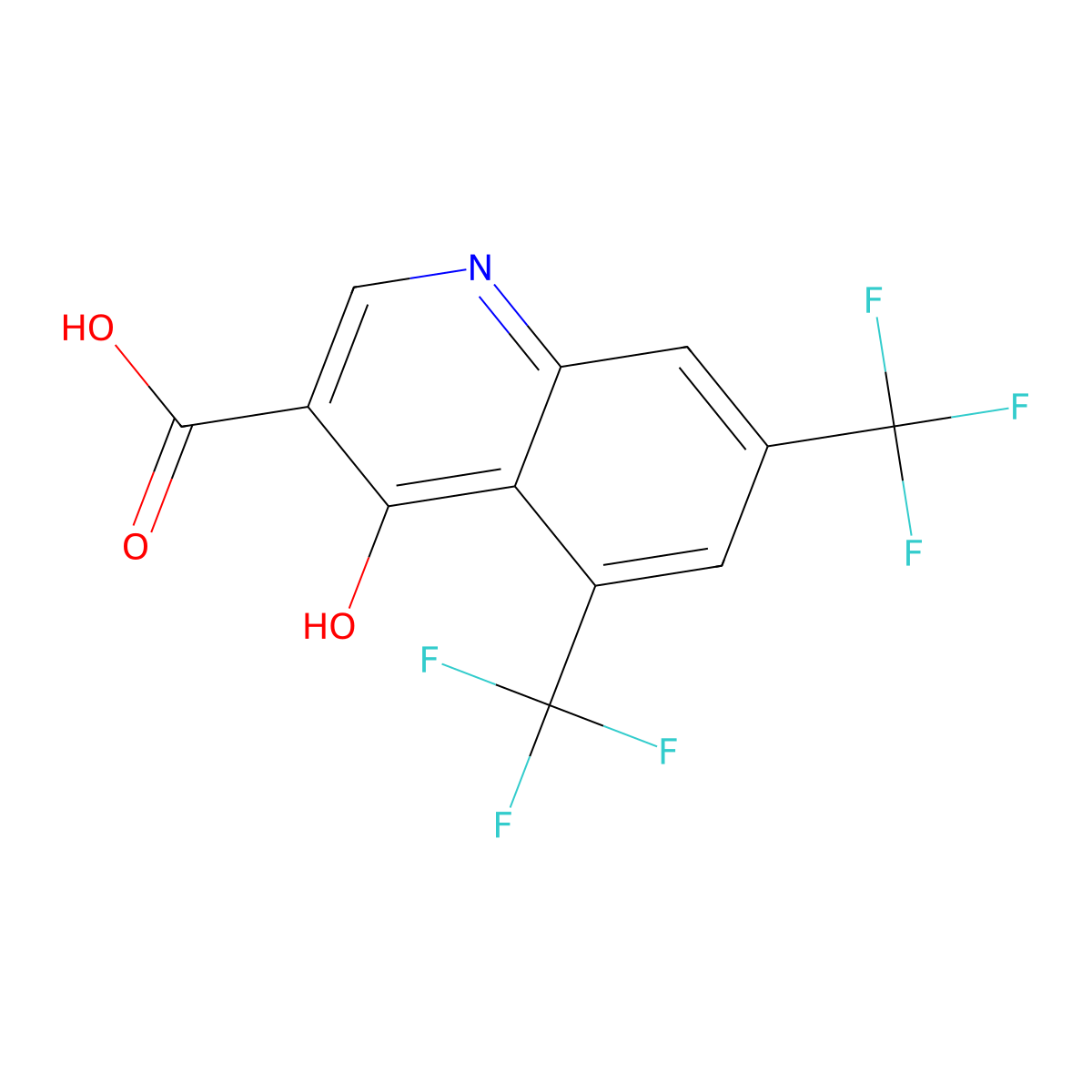 5,7-Bis(trifluoromethyl)-4-hydroxyquinoline-3-carboxylic acid molecular structure, CAS 240408-95-1