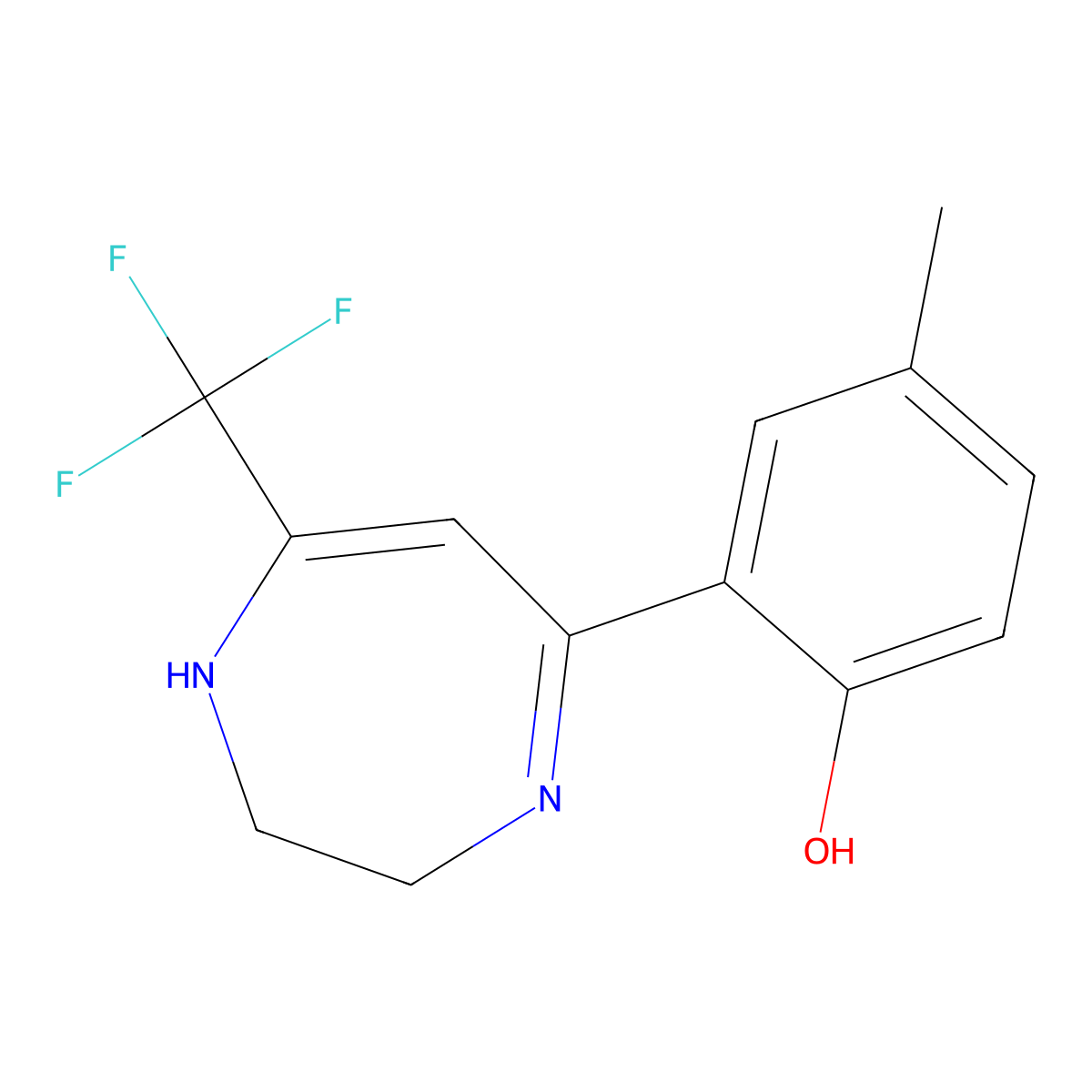4-methyl-2-[7-(trifluoromethyl)-2,3-dihydro-1H-1,4-diazepin-5-yl]phenol molecular structure, CAS 240417-94-1