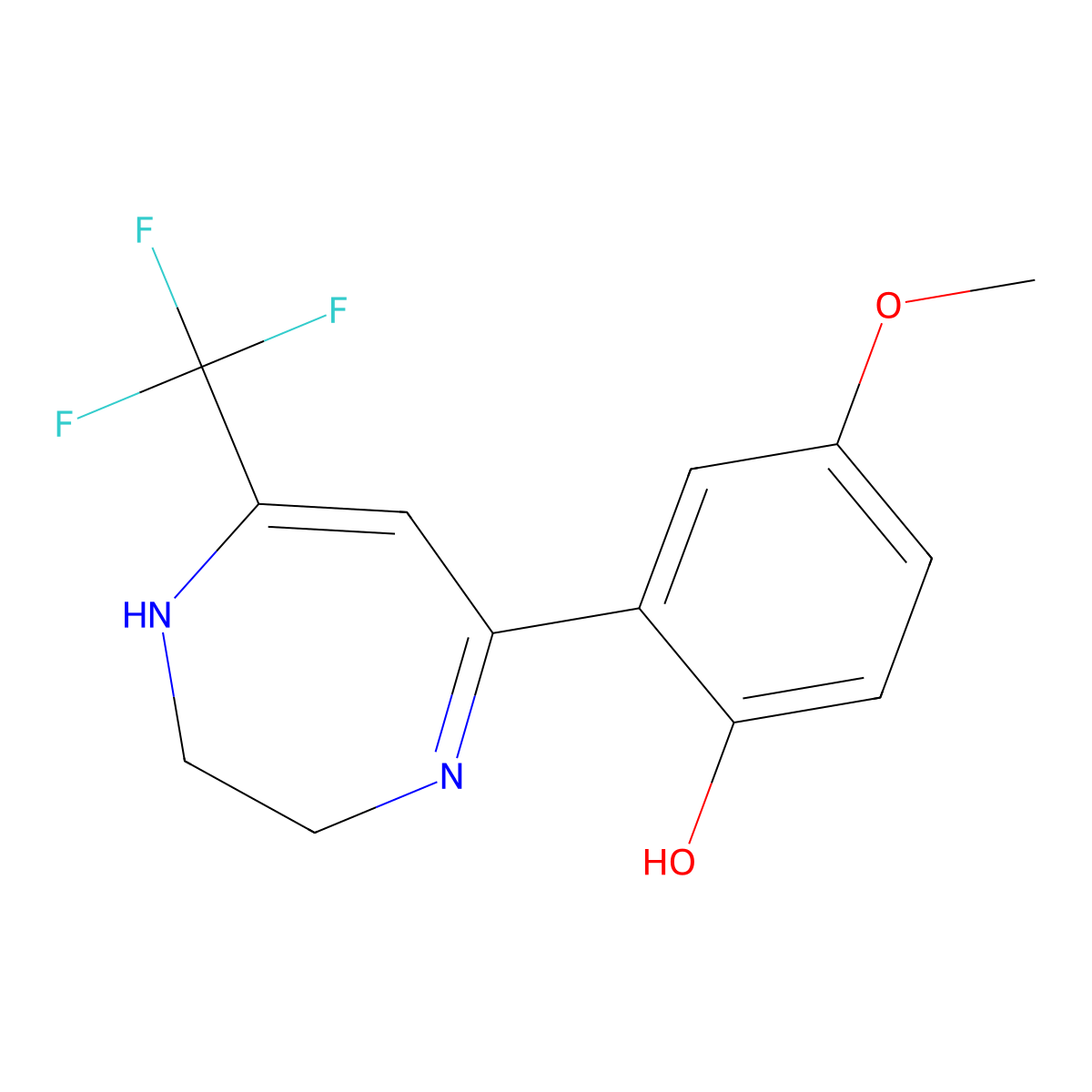 4-methoxy-2-[7-(trifluoromethyl)-2,3-dihydro-1H-1,4-diazepin-5-yl]phenol molecular structure, CAS 240417-95-2