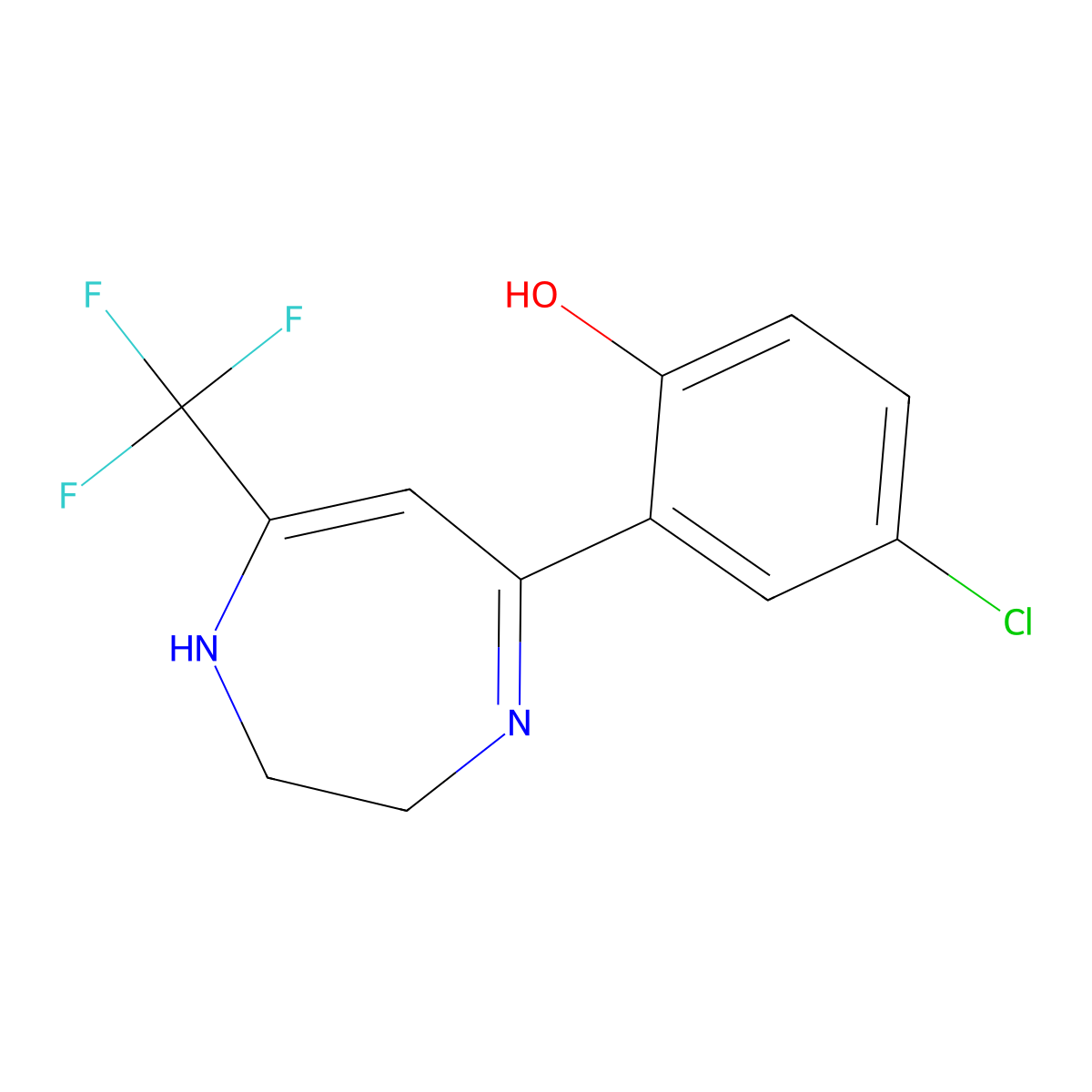 4-chloro-2-[7-(trifluoromethyl)-2,3-dihydro-1H-1,4-diazepin-5-yl]phenol molecular structure, CAS 240417-97-4